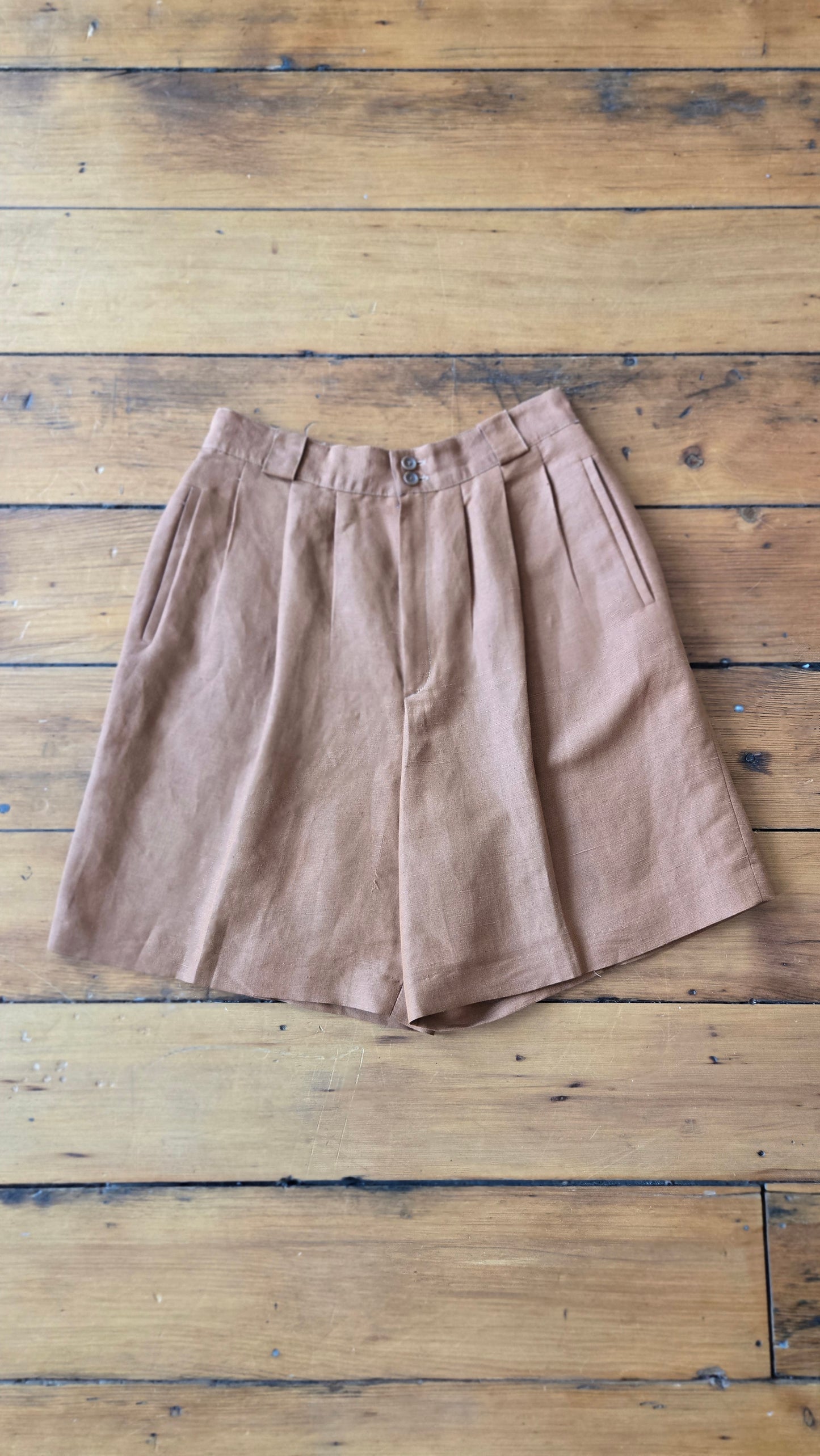 Giorgio Sant'Angelo camel linen shorts