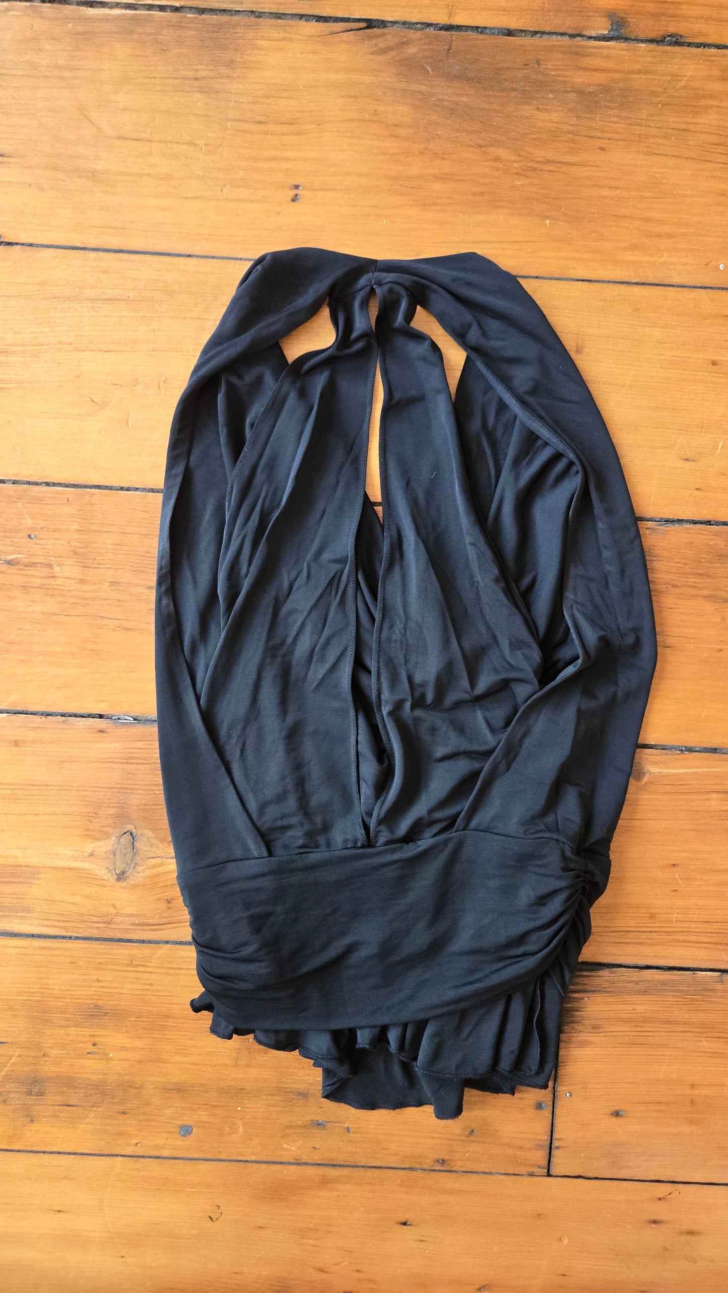 Black cowl neck top
