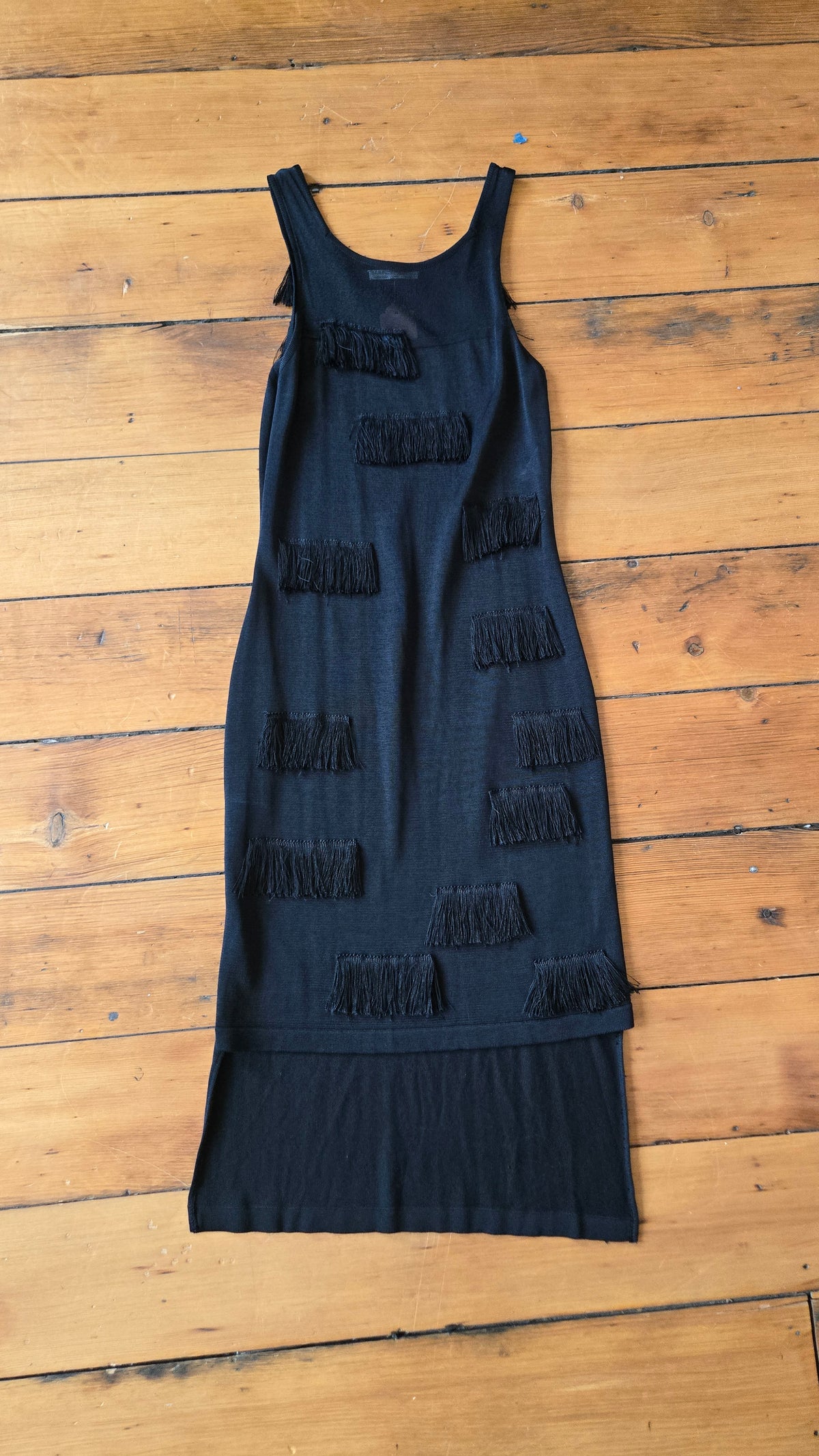 Alberto Makali semi-sheer knit fringe dress