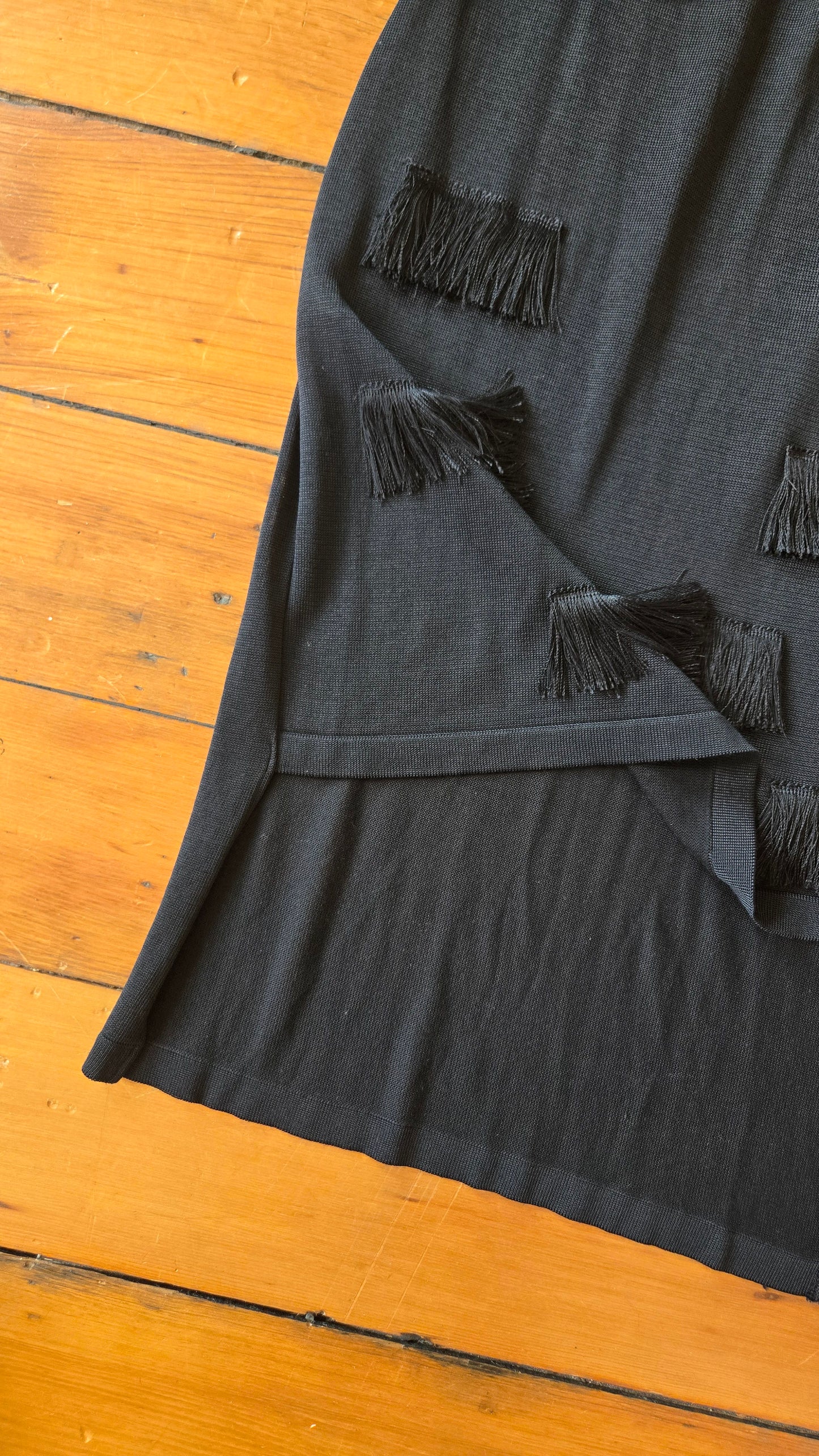 Alberto Makali semi-sheer knit fringe dress