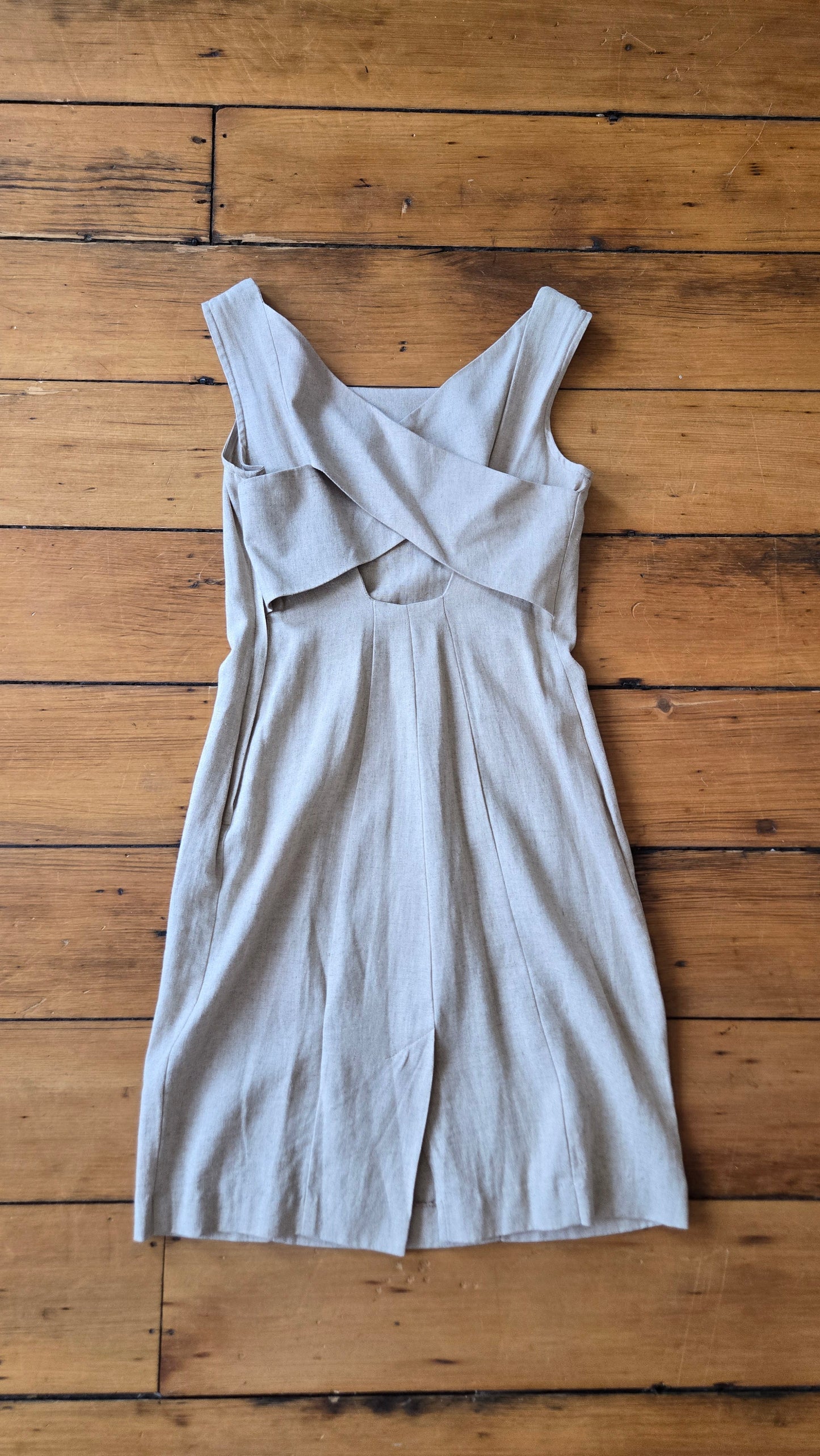 Fiorlini oatmeal linen cross-back dress