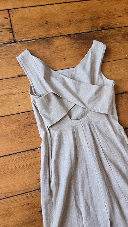 Fiorlini oatmeal linen cross-back dress