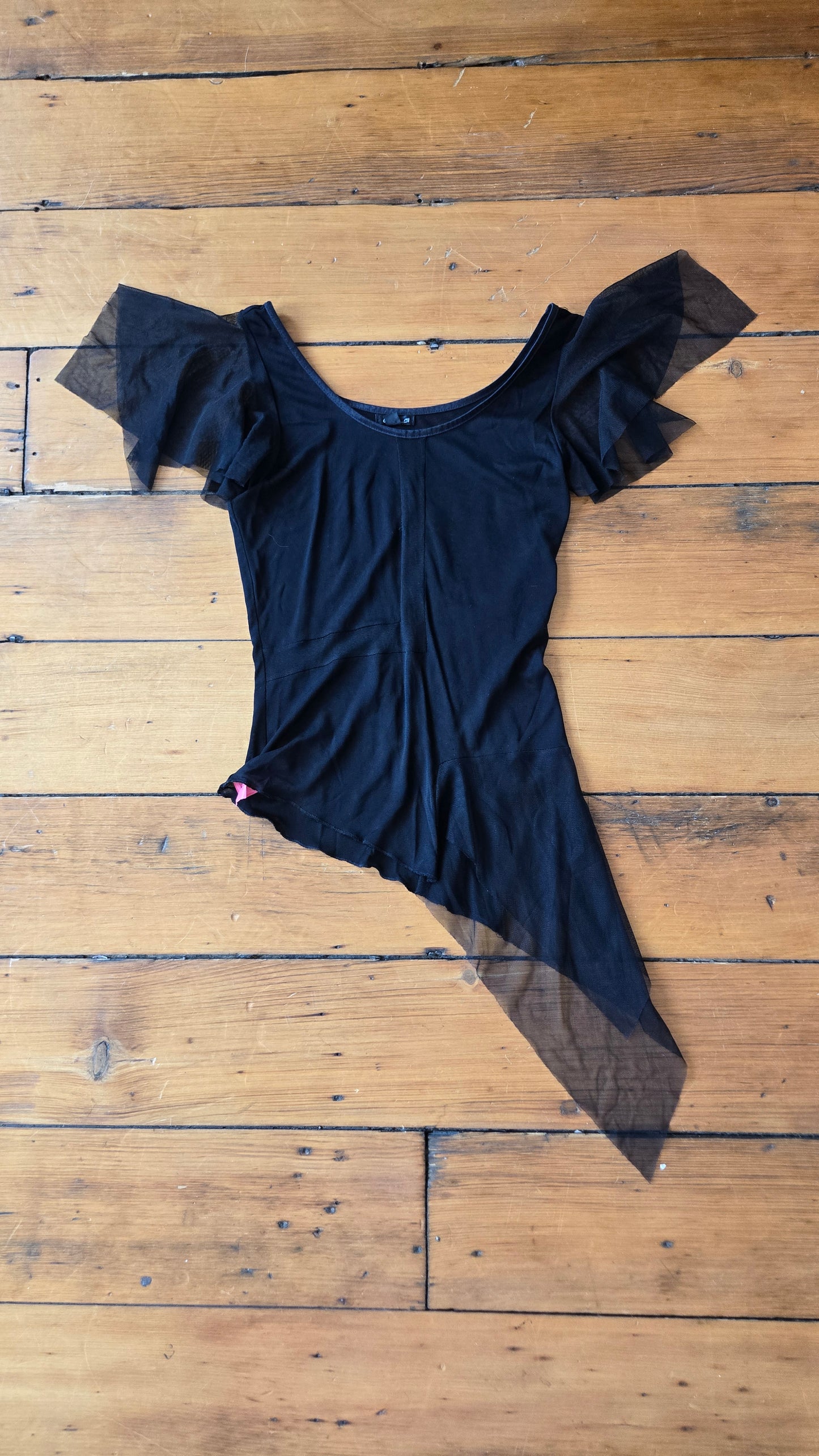 Arden b sheer mesh inset flutter top