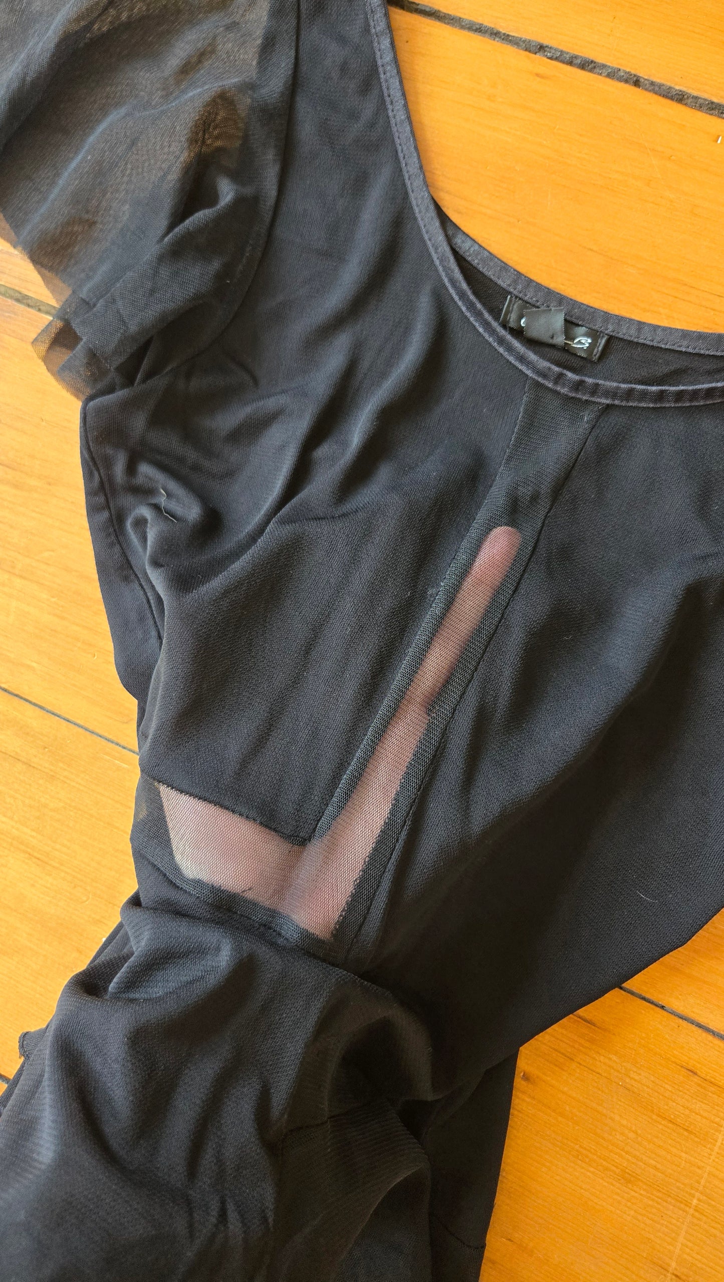 Arden b sheer mesh inset flutter top
