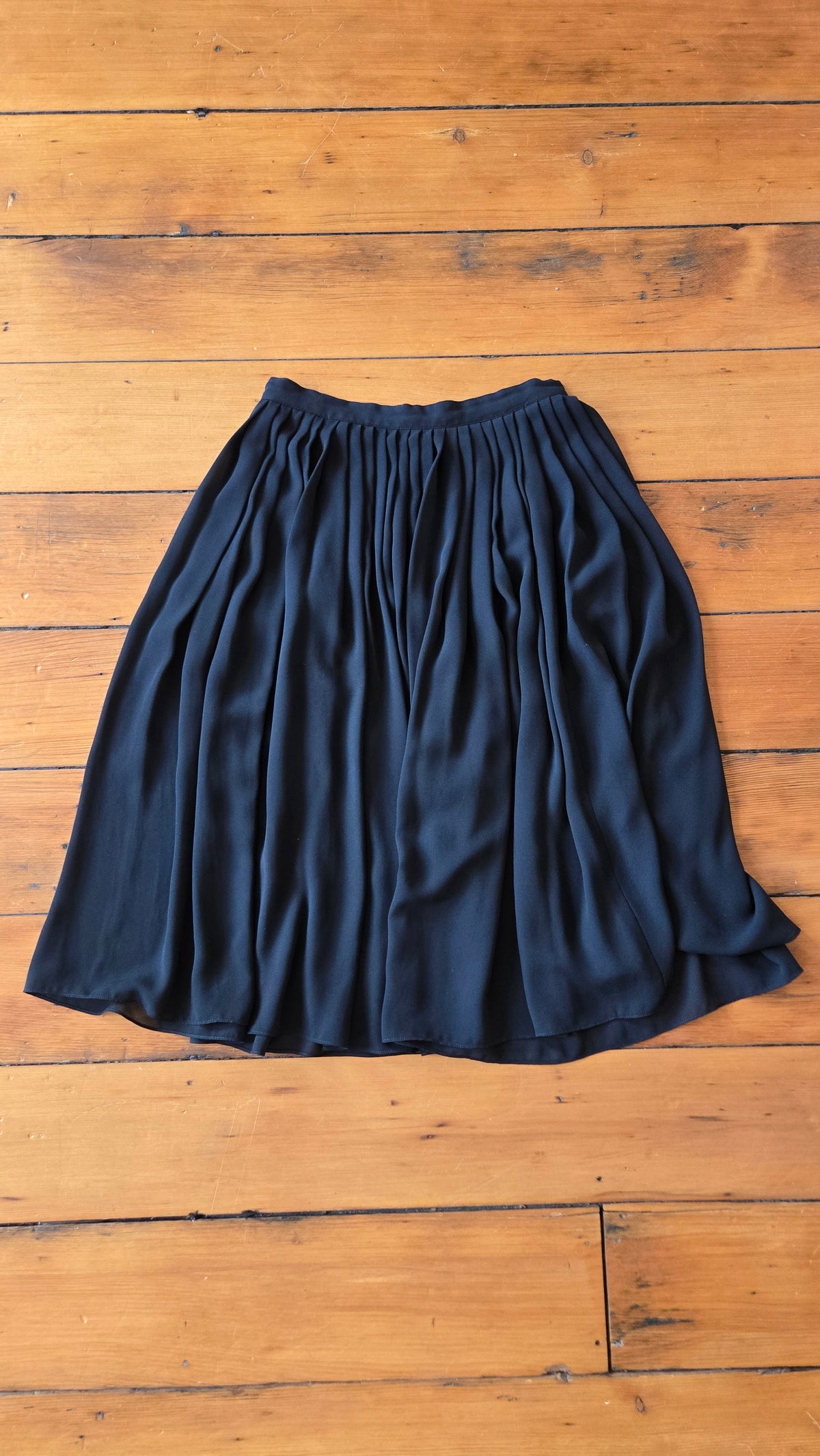 Black semi-sheer pleated skirt