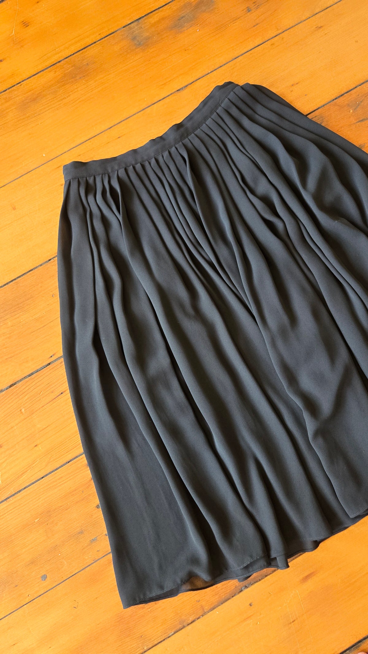 Black semi-sheer pleated skirt
