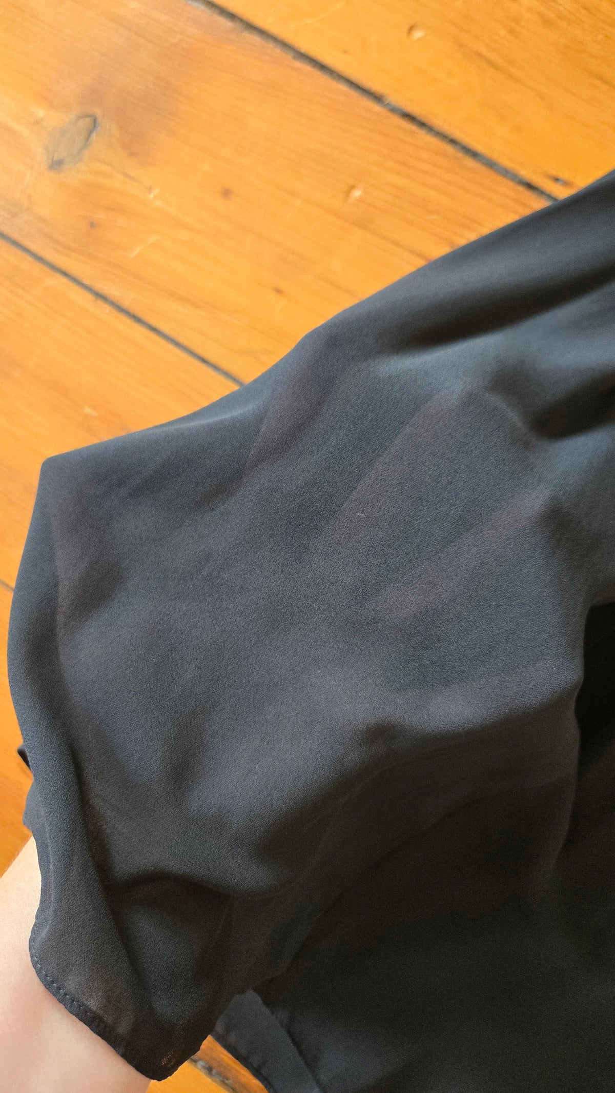 Black semi-sheer pleated skirt
