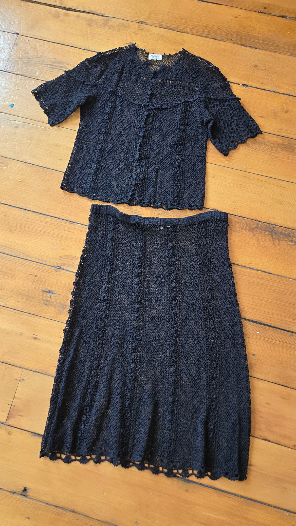 Miramar black crochet top & skirt set