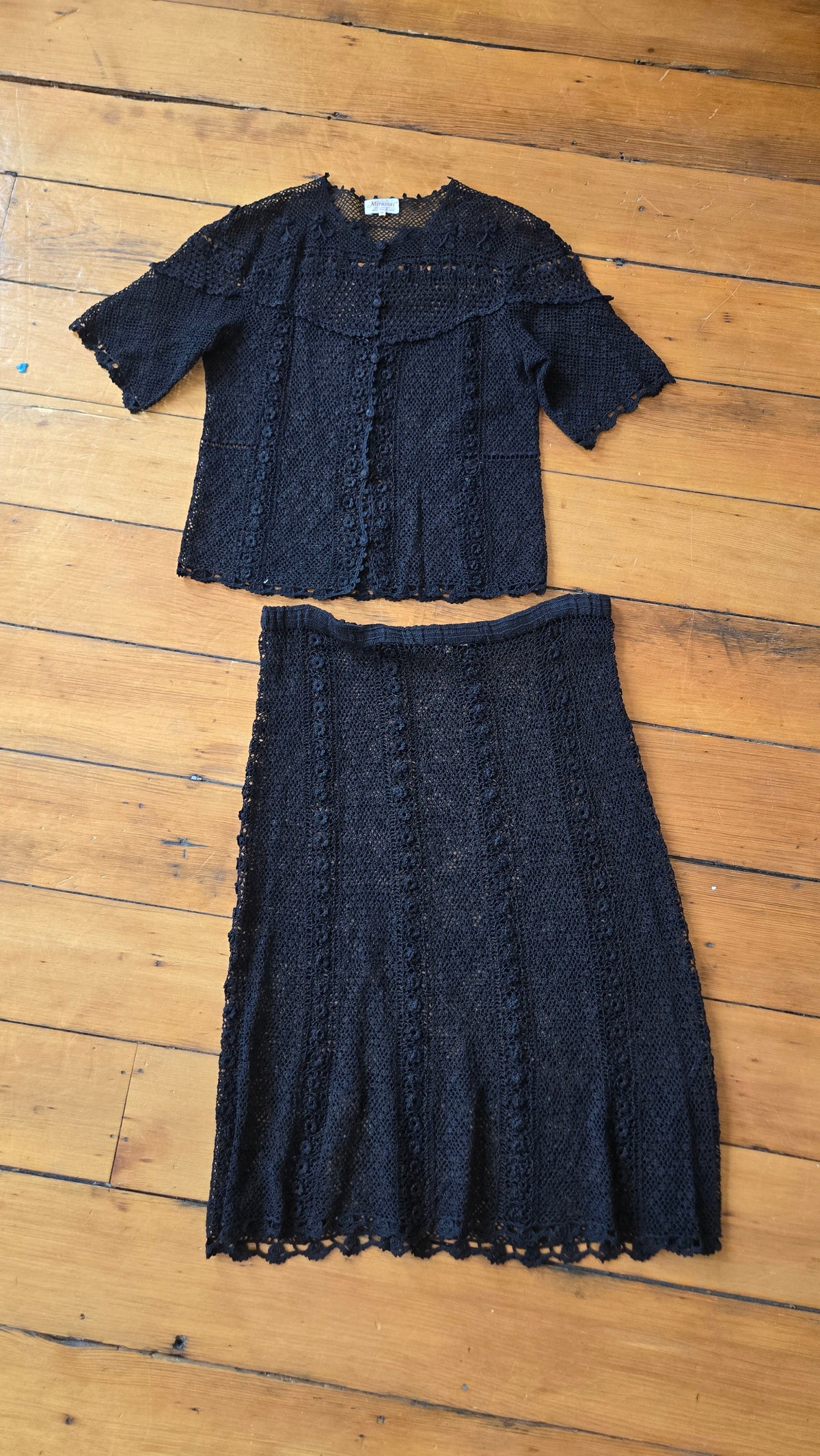 Miramar black crochet top & skirt set