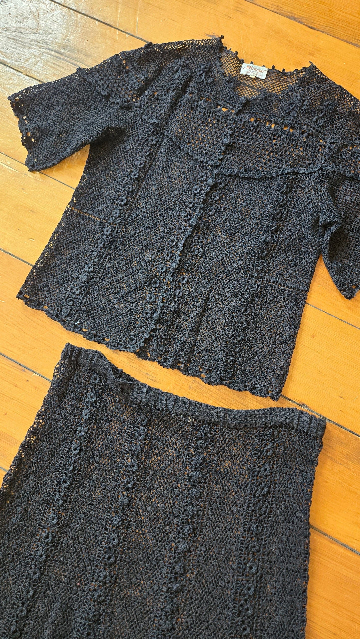 Miramar black crochet top & skirt set