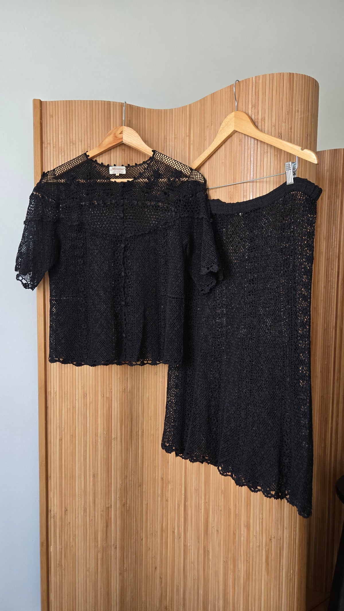 Miramar black crochet top & skirt set