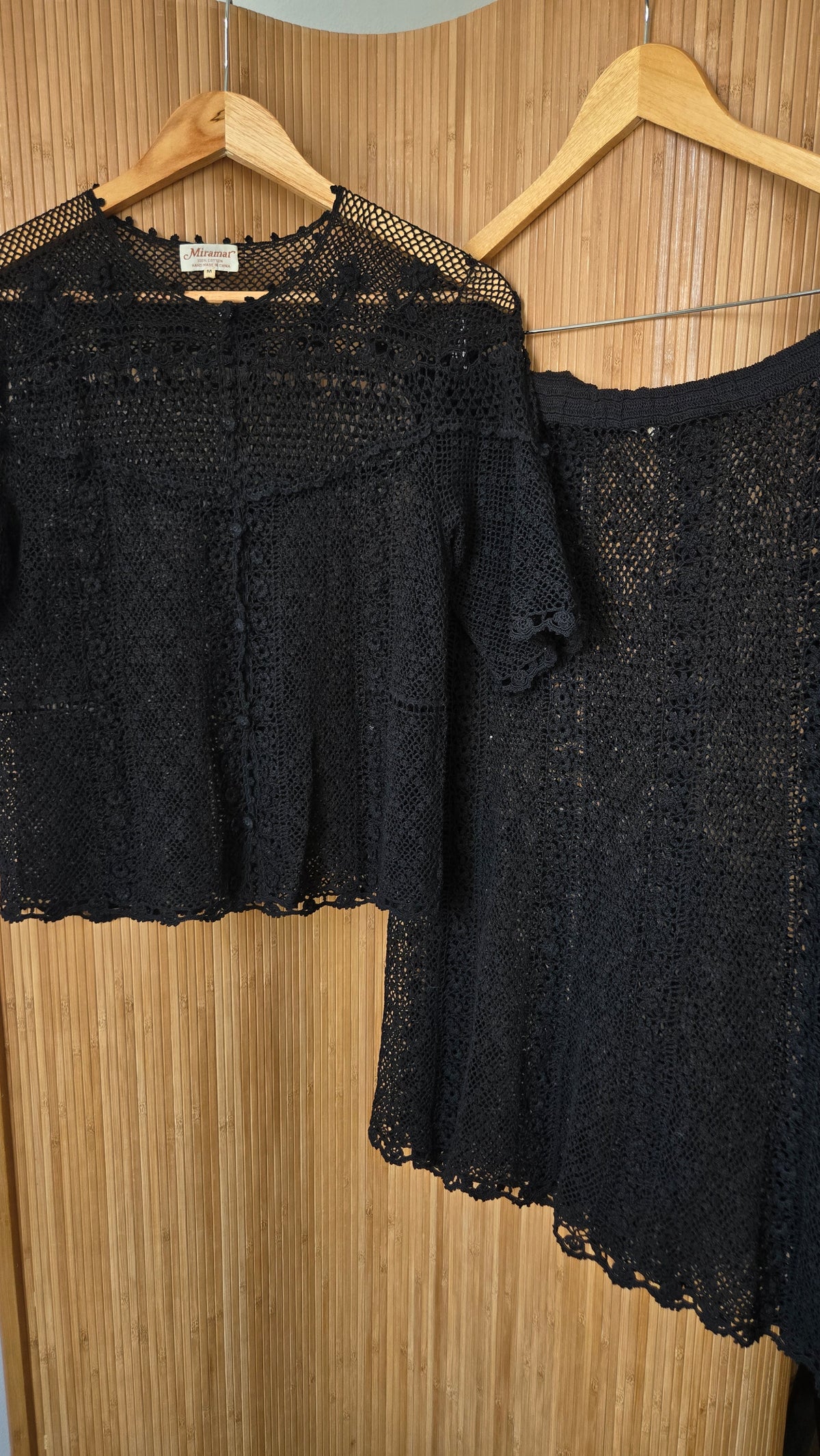 Miramar black crochet top & skirt set
