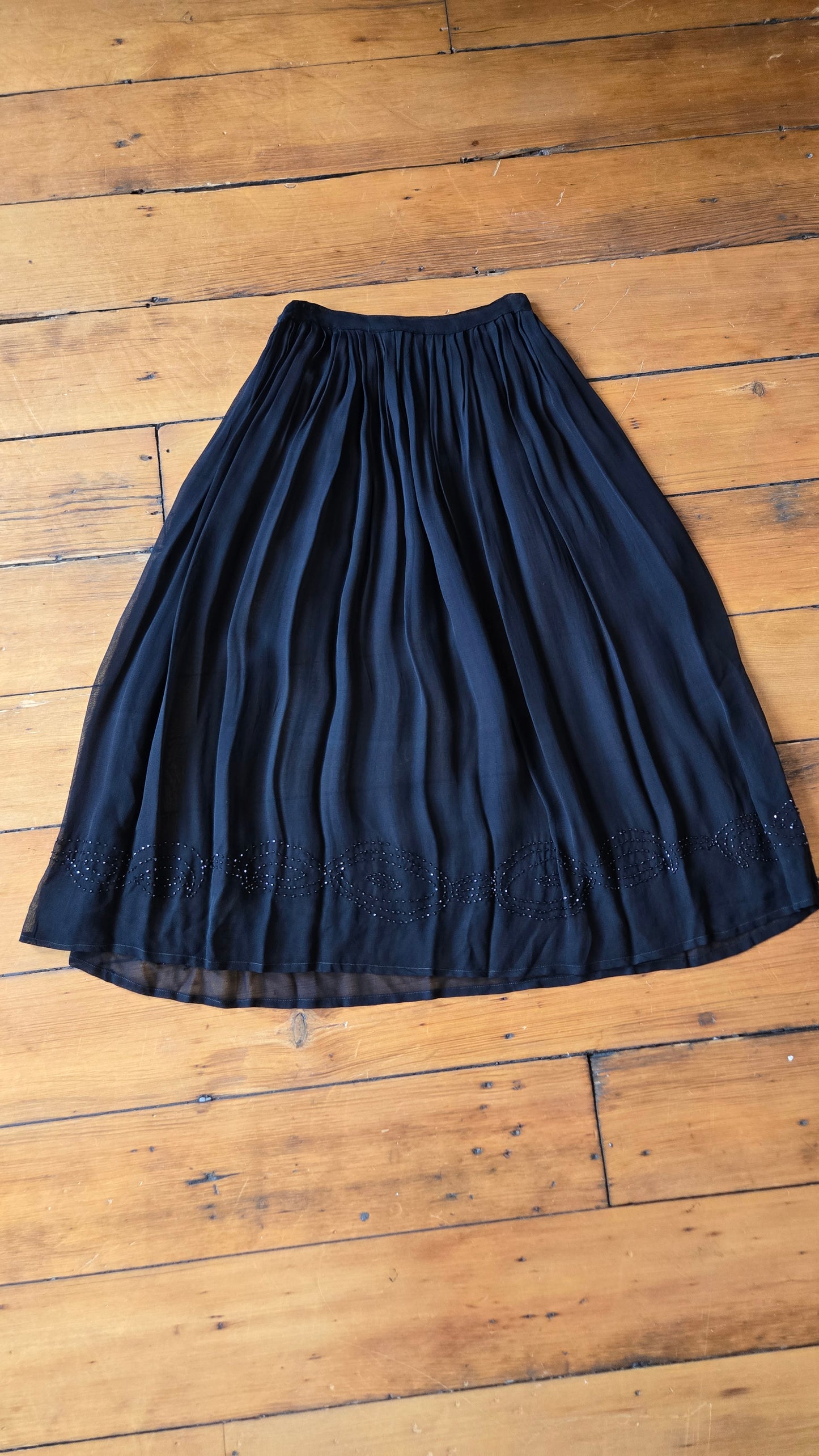 Black sheer beaded top & skirt set