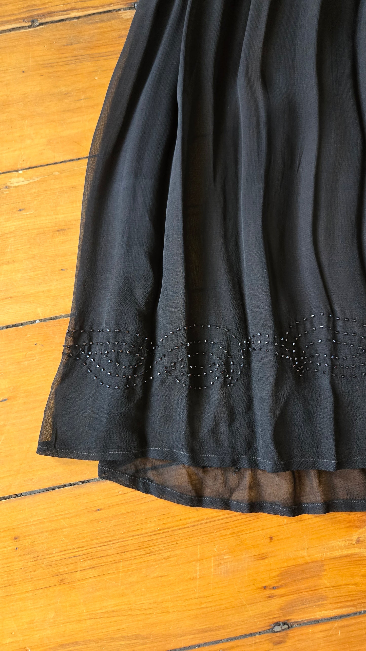 Black sheer beaded top & skirt set
