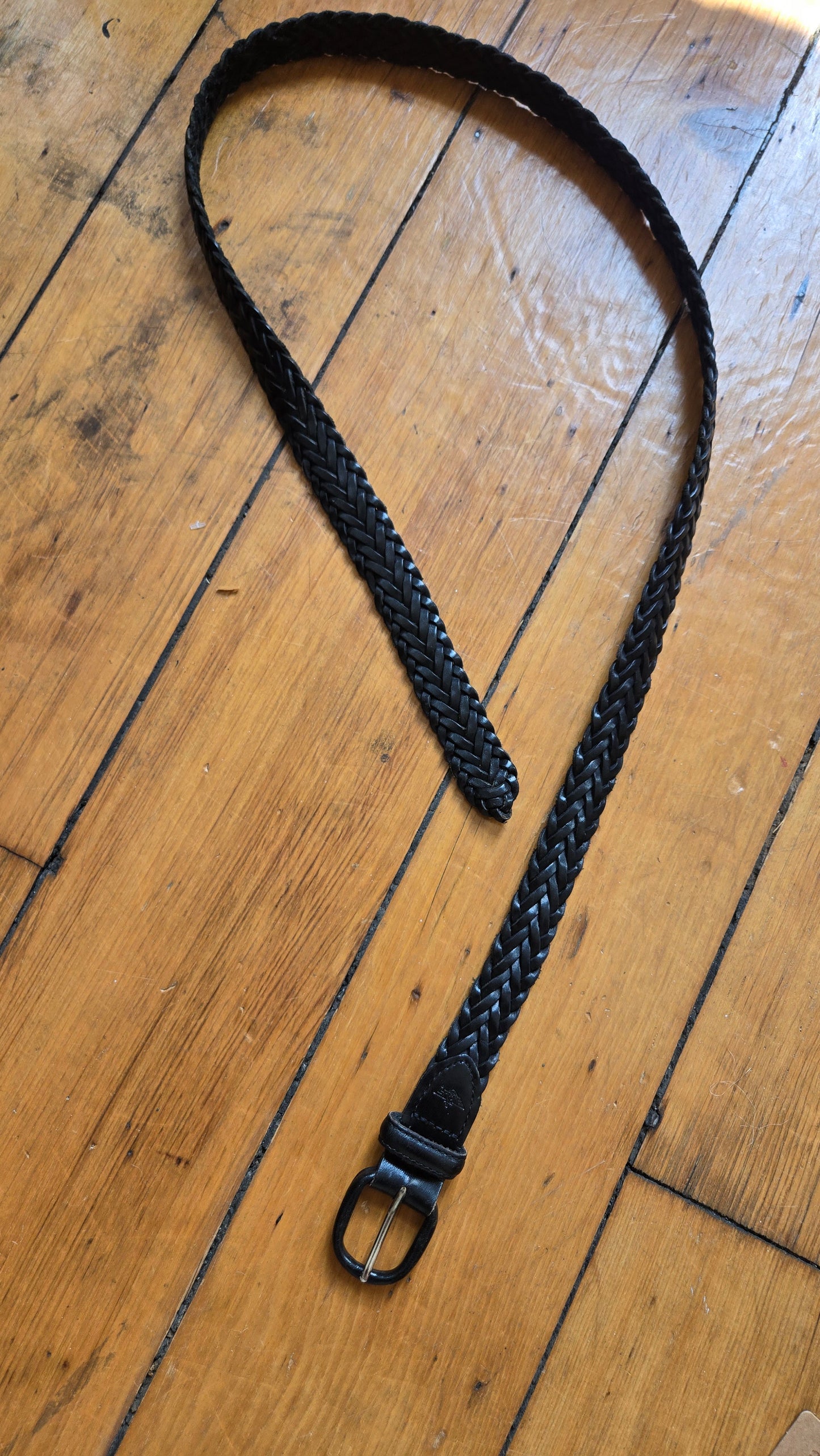Black woven full grain belt