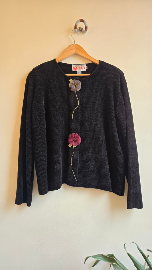 Richard Sport chenille flower placket sweater