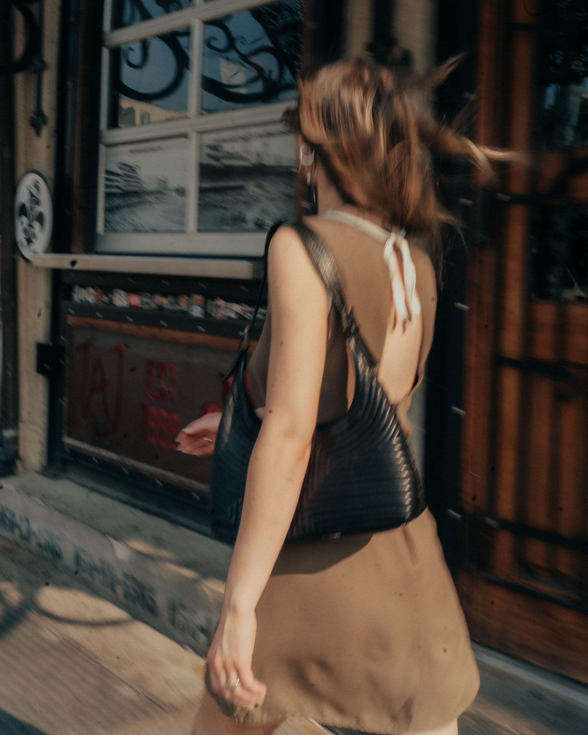 Taupe open back sundress