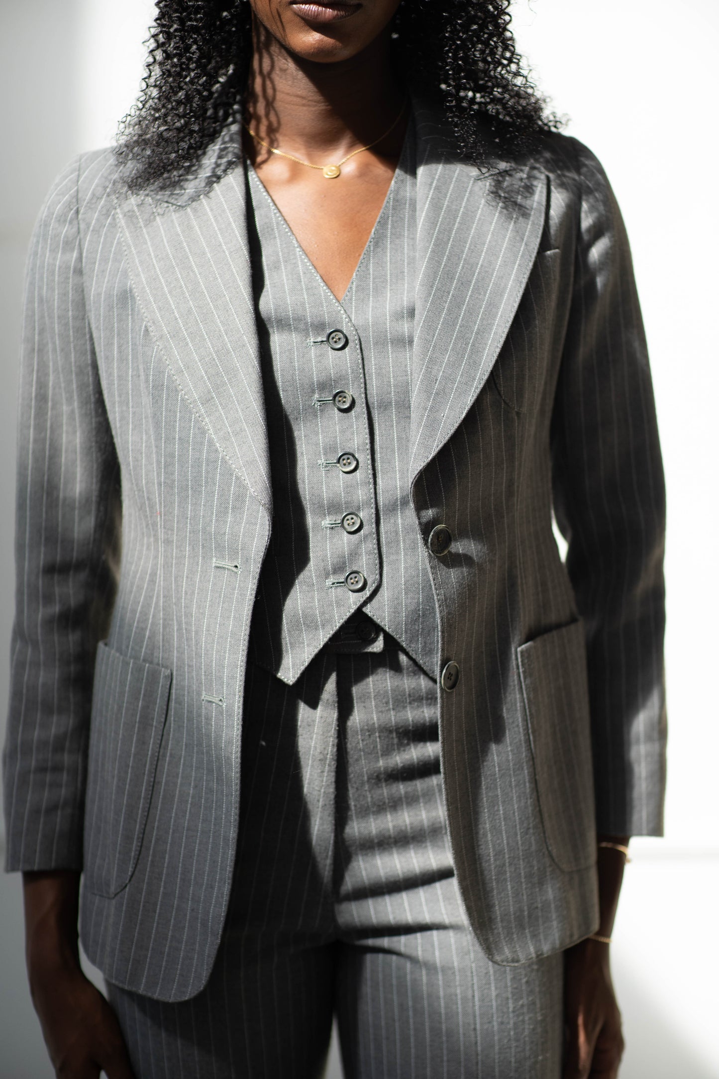 Chester Smith grey pinstripe three-piece suit