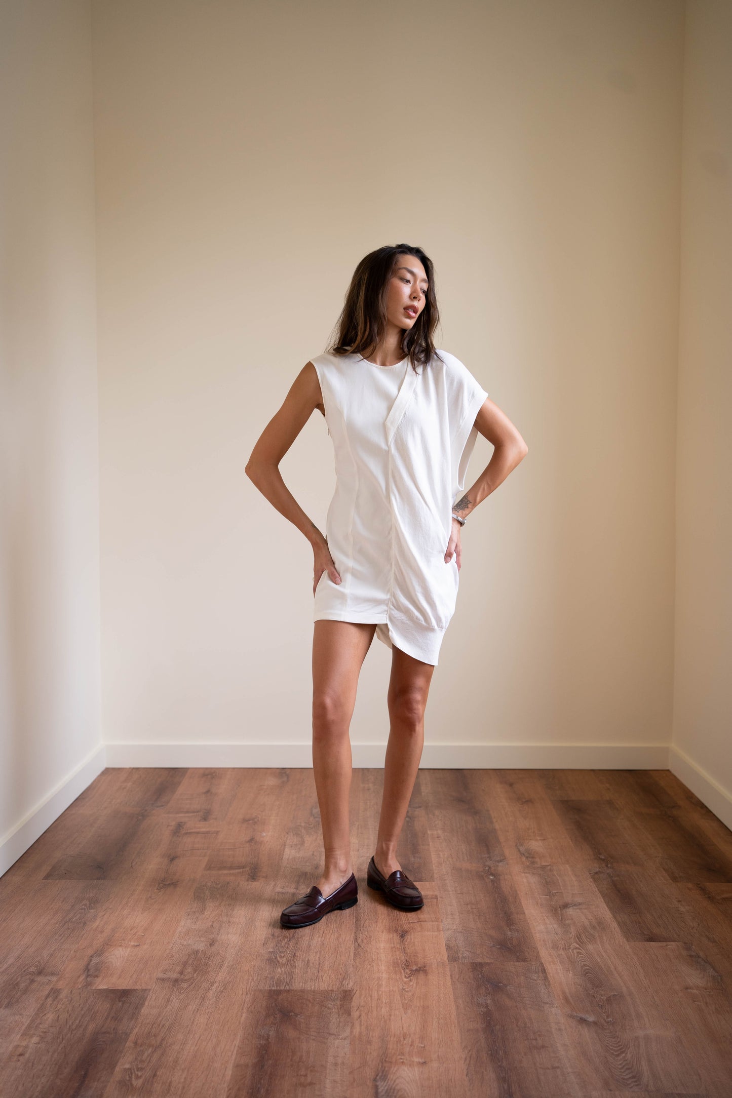 MM6 Maison Margiela cream split minidress