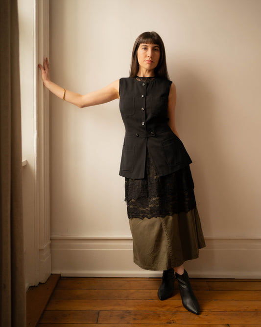 Sheer black lace trapeze dress