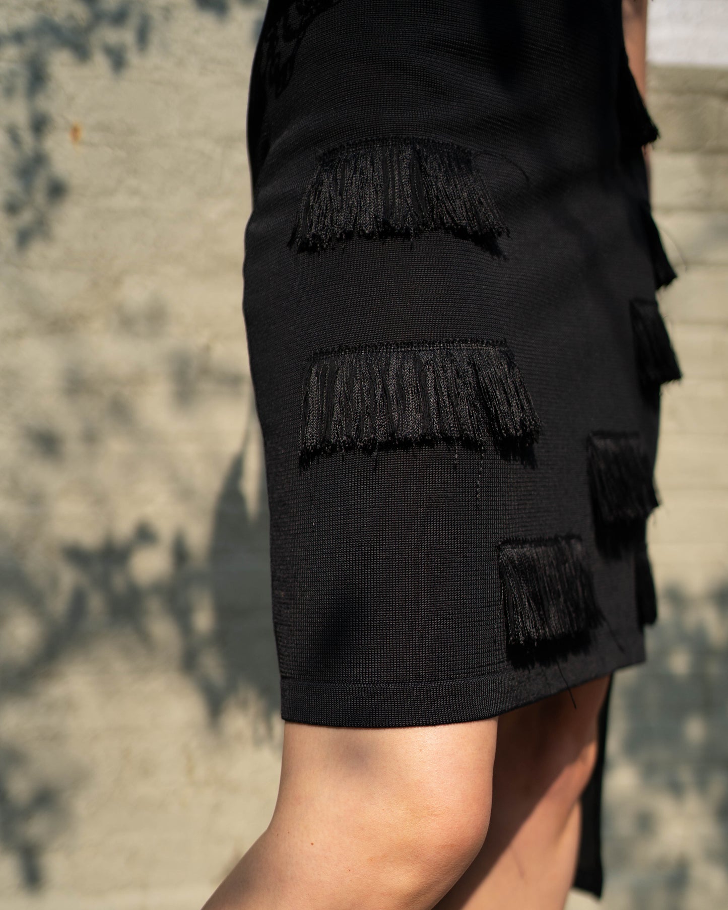 Alberto Makali semi-sheer knit fringe dress