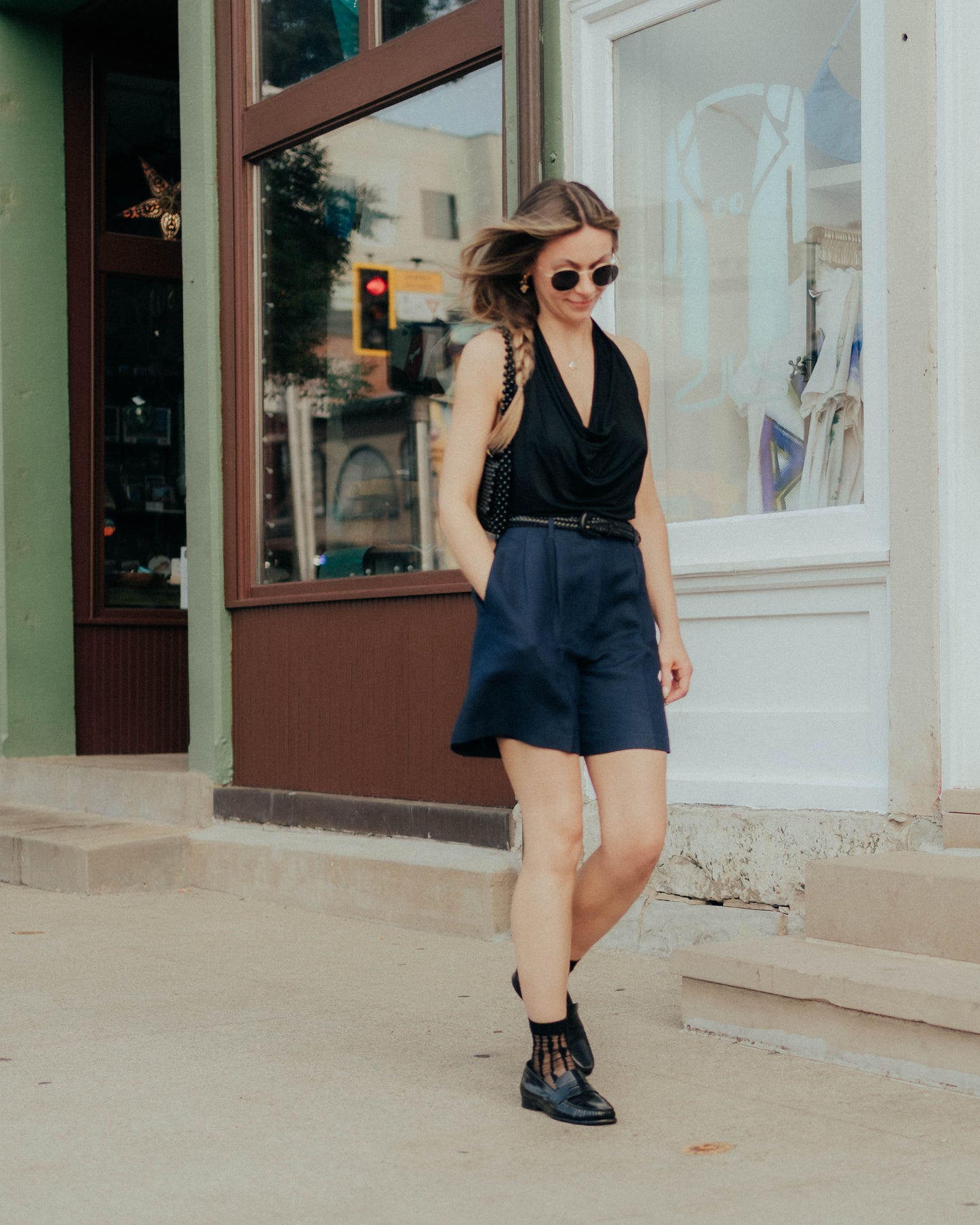 Ann Taylor navy linen shorts