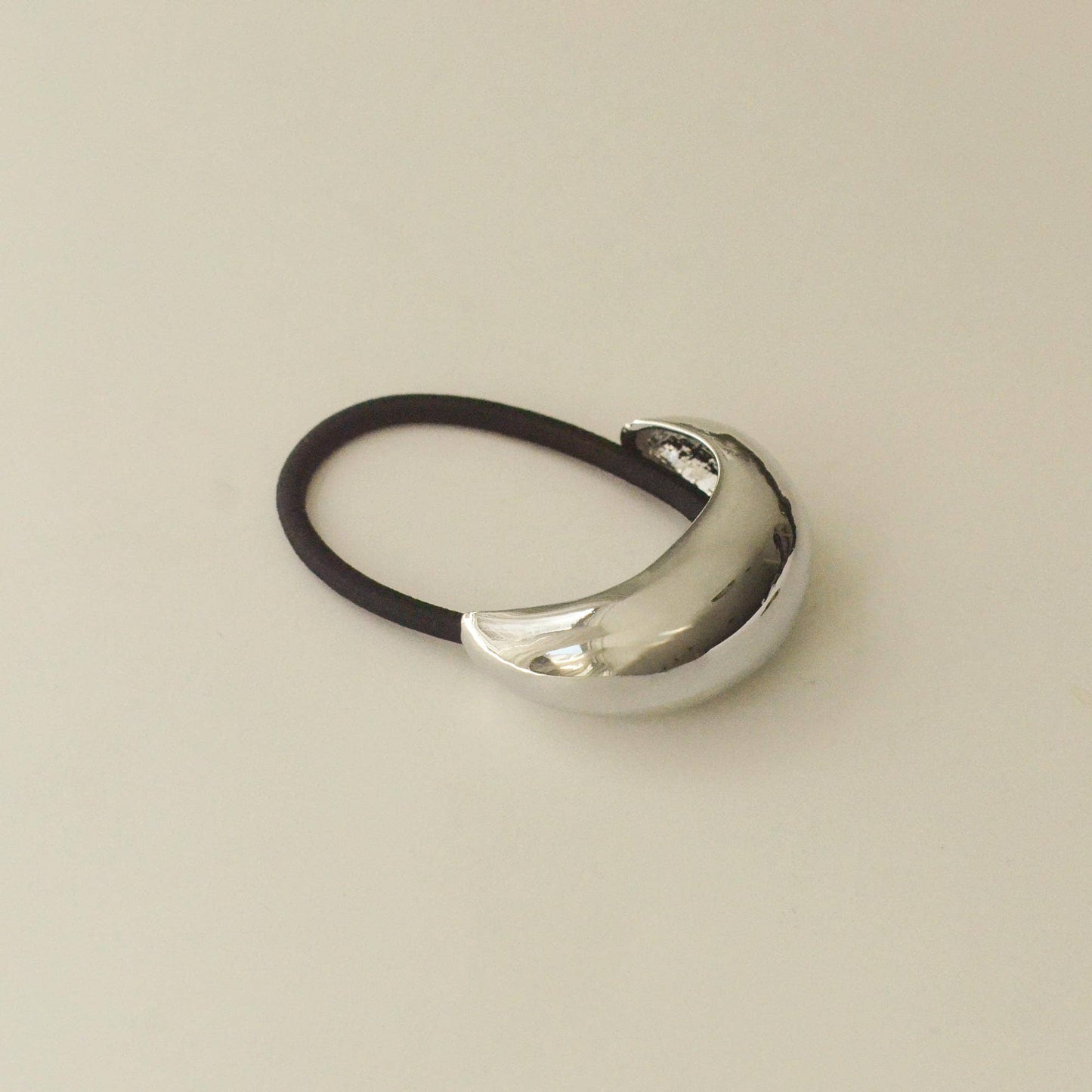 Narrow Crescent Metal Cuff Hair Tie | Silver