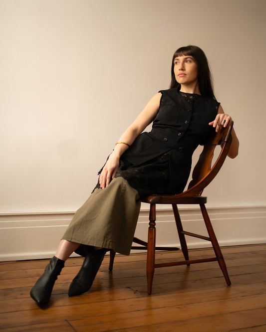 Venezia sage cotton midi skirt