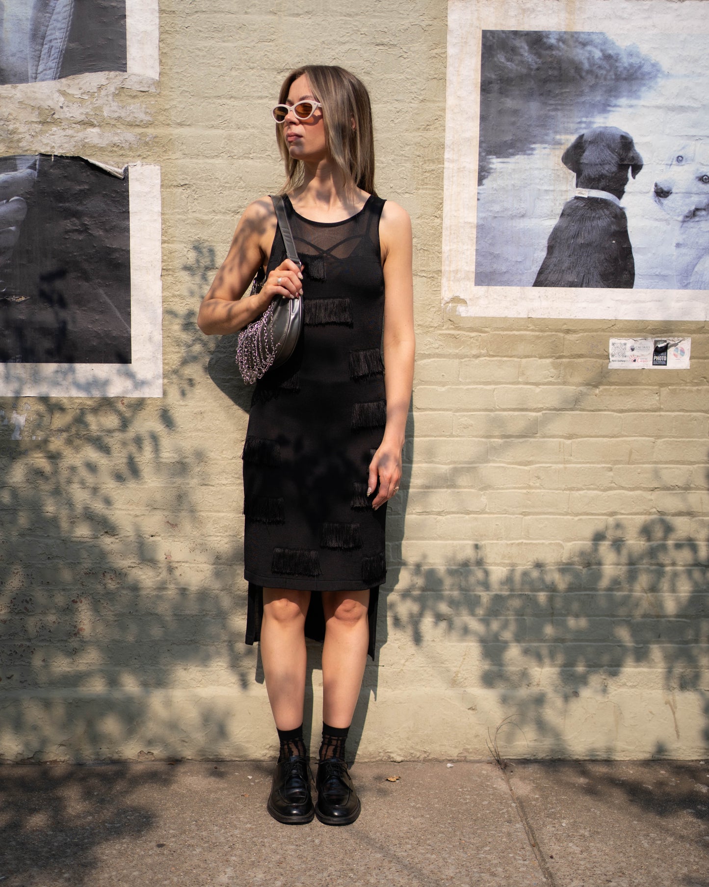 Alberto Makali semi-sheer knit fringe dress