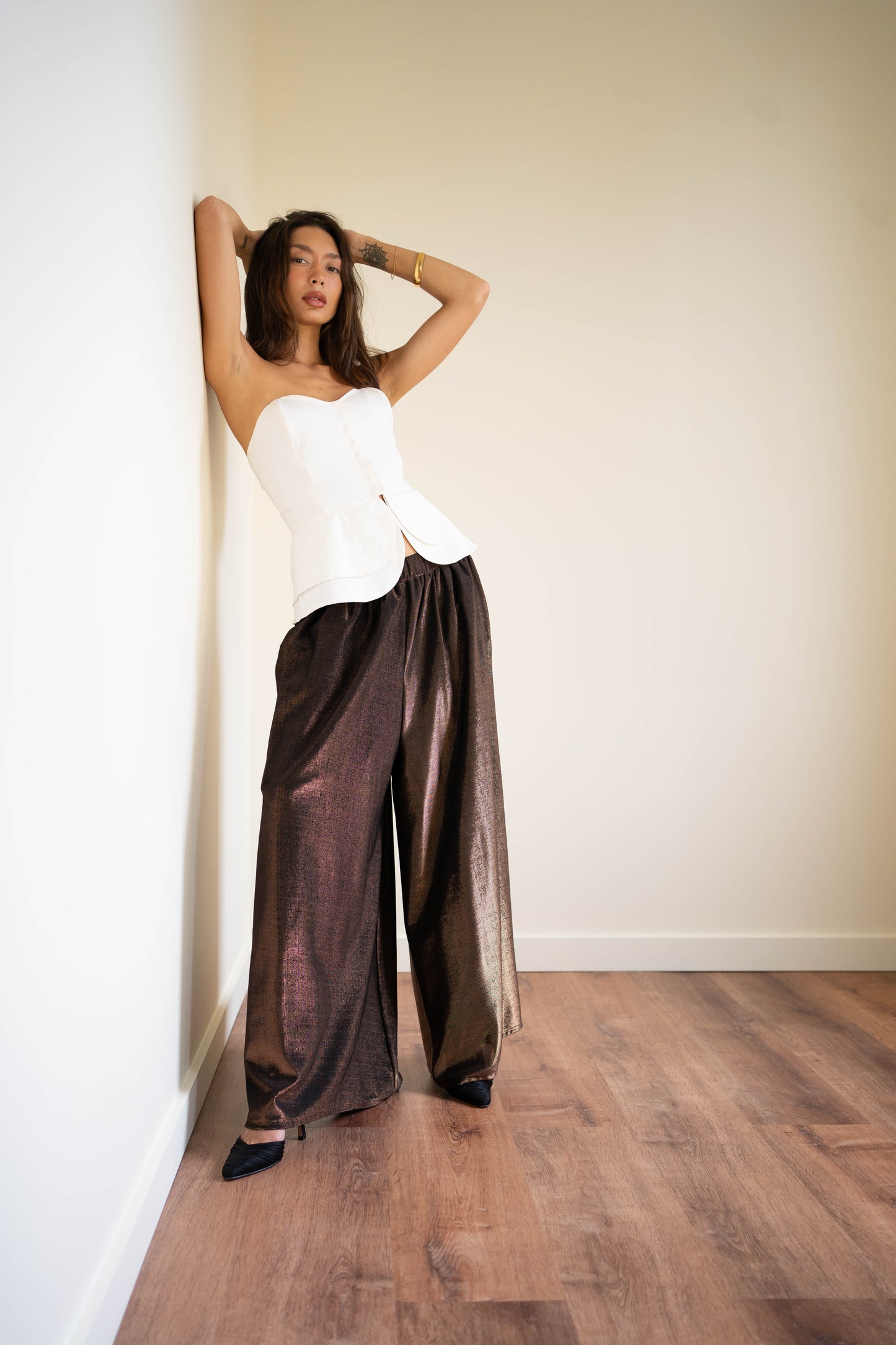 Pierre Cardin copper metallic palazzo pants
