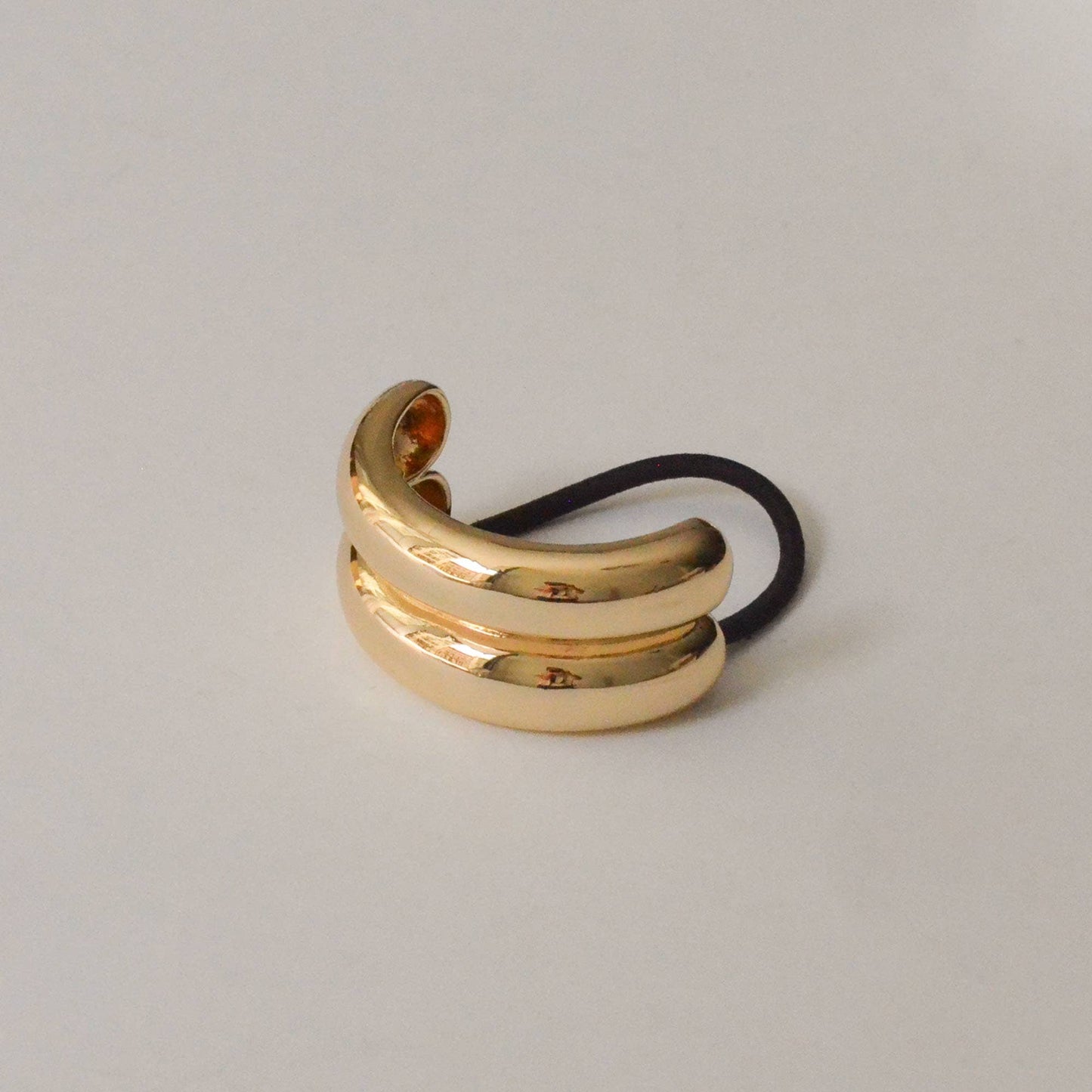 Wide Double Arch Metal Ponytail Hair Tie | Gold