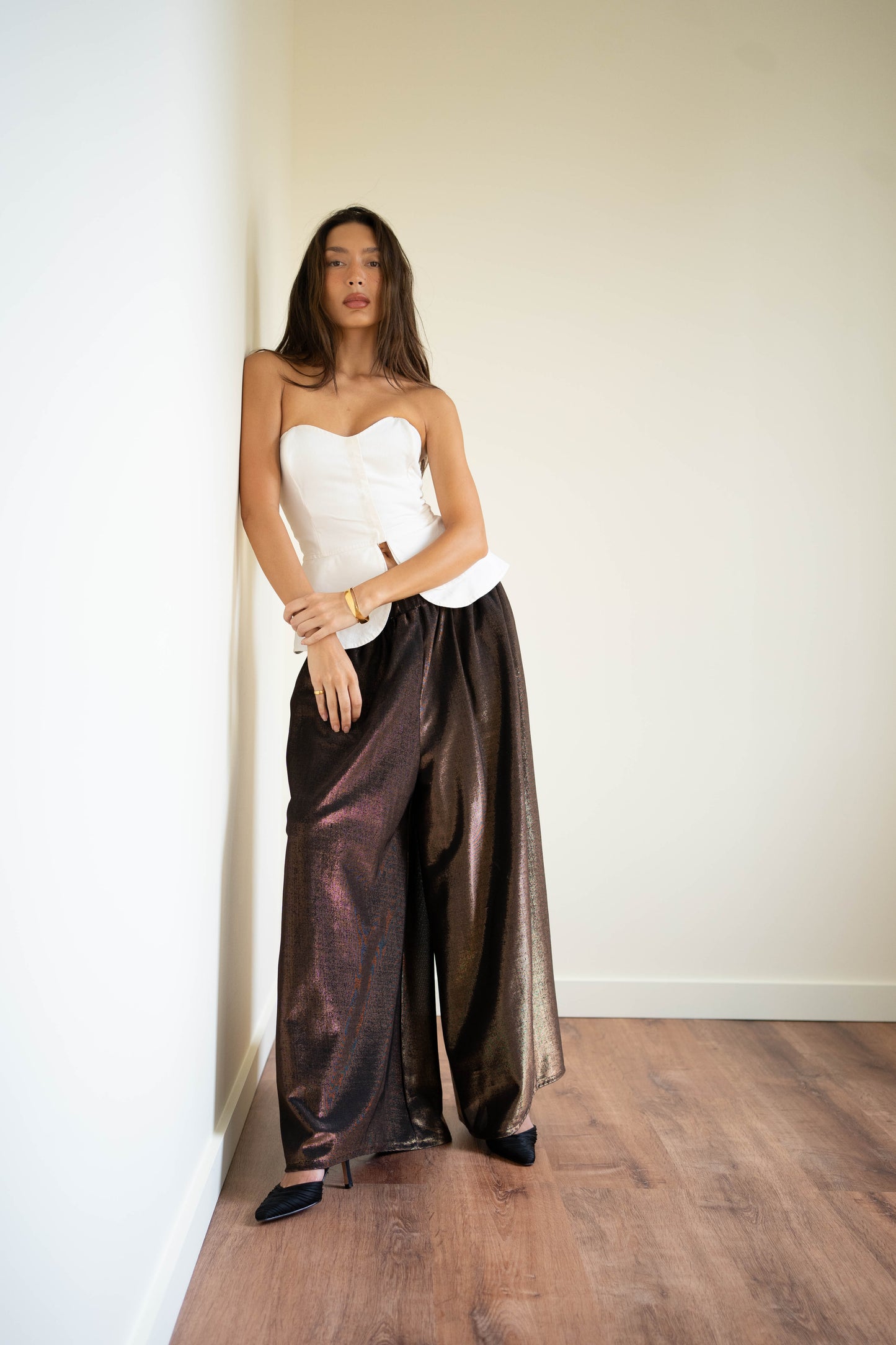 Pierre Cardin copper metallic palazzo pants