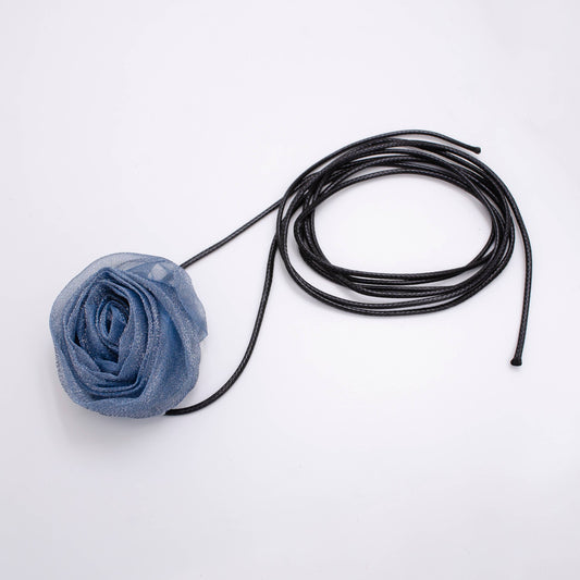 Handmade Tight Tulle Flower Choker in Blue