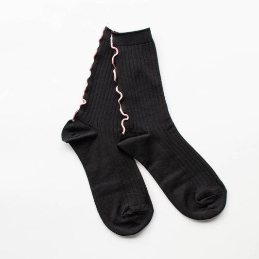 Merrow Stitch Socks: Black