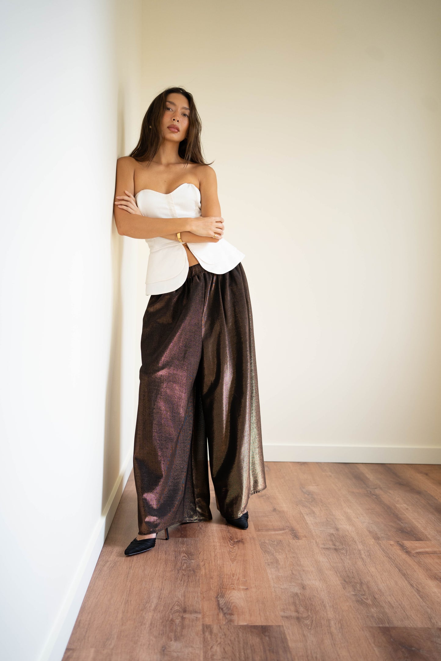 Pierre Cardin copper metallic palazzo pants