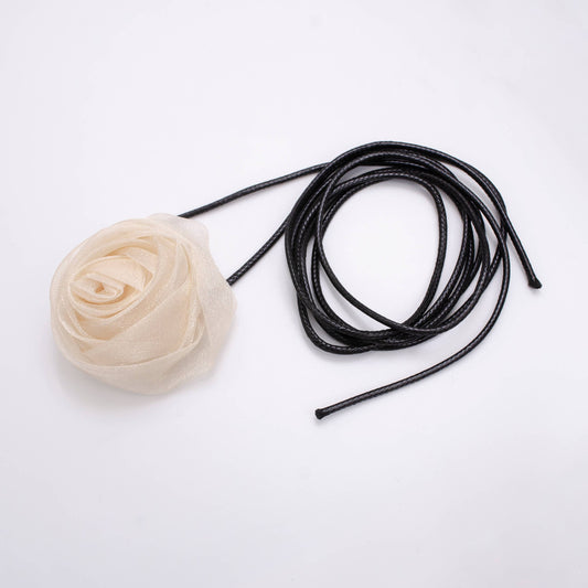 Handmade Tight Tulle Flower Choker in White