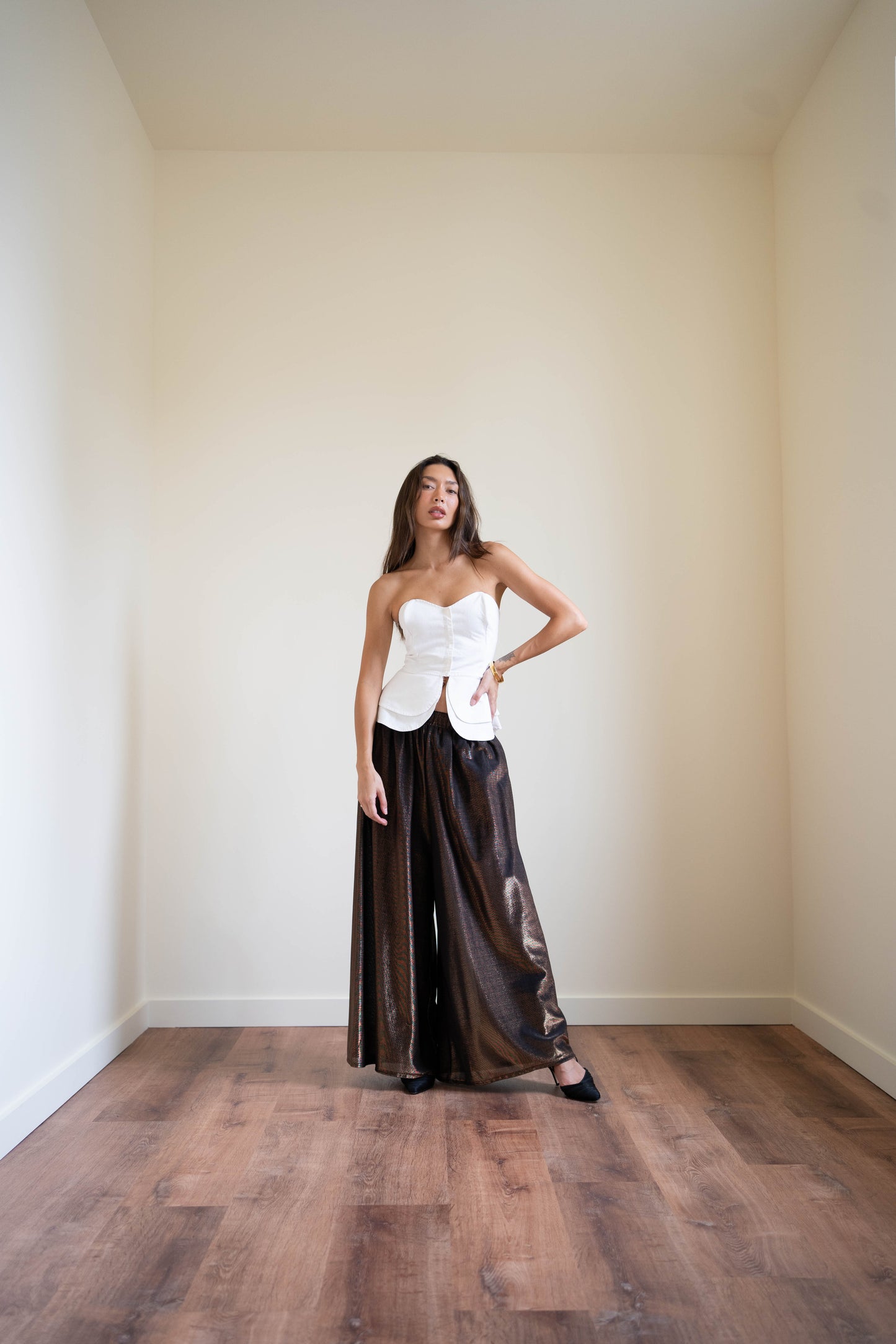 Pierre Cardin copper metallic palazzo pants