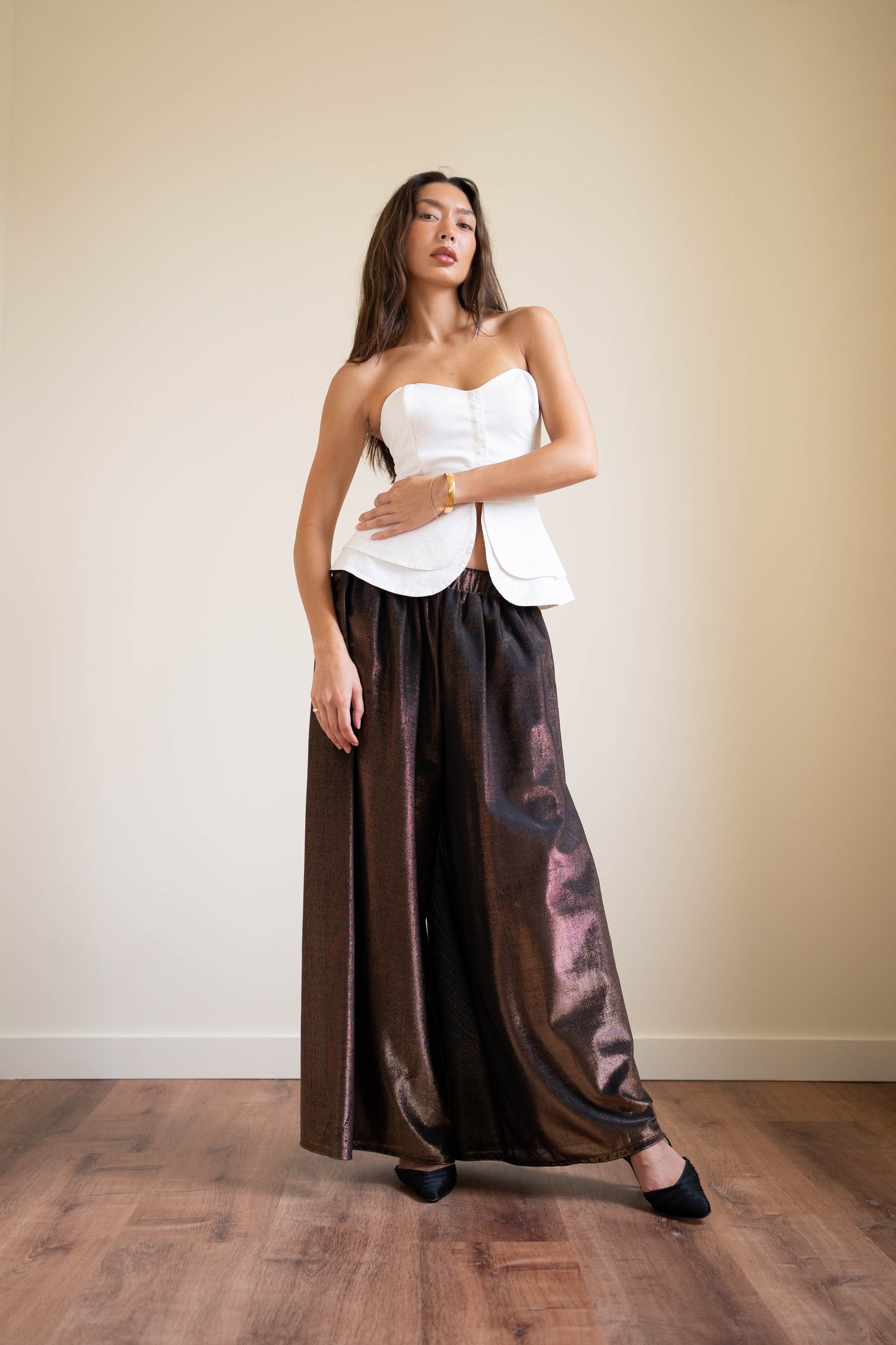 Pierre Cardin copper metallic palazzo pants