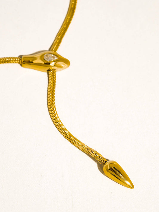 Gildora gold serpent lariat necklace