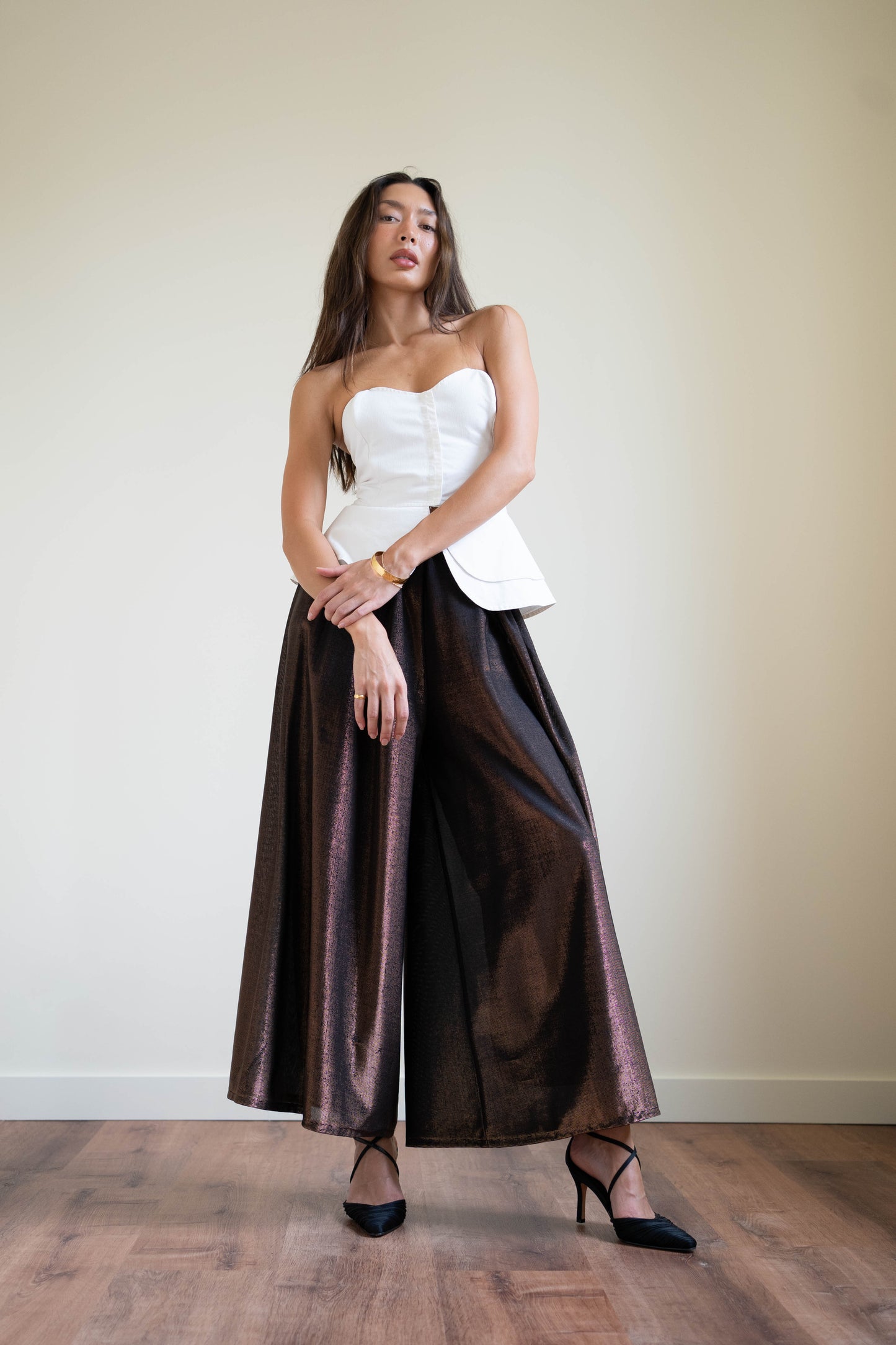 Pierre Cardin copper metallic palazzo pants