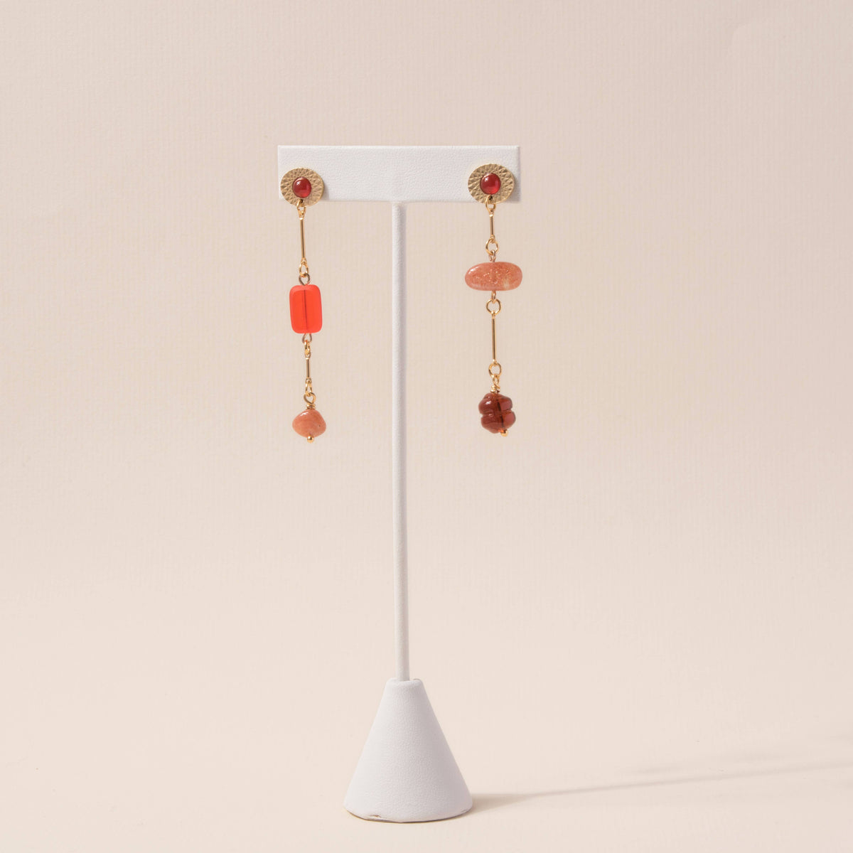 Carnelian Mismatched Composition Earrings
