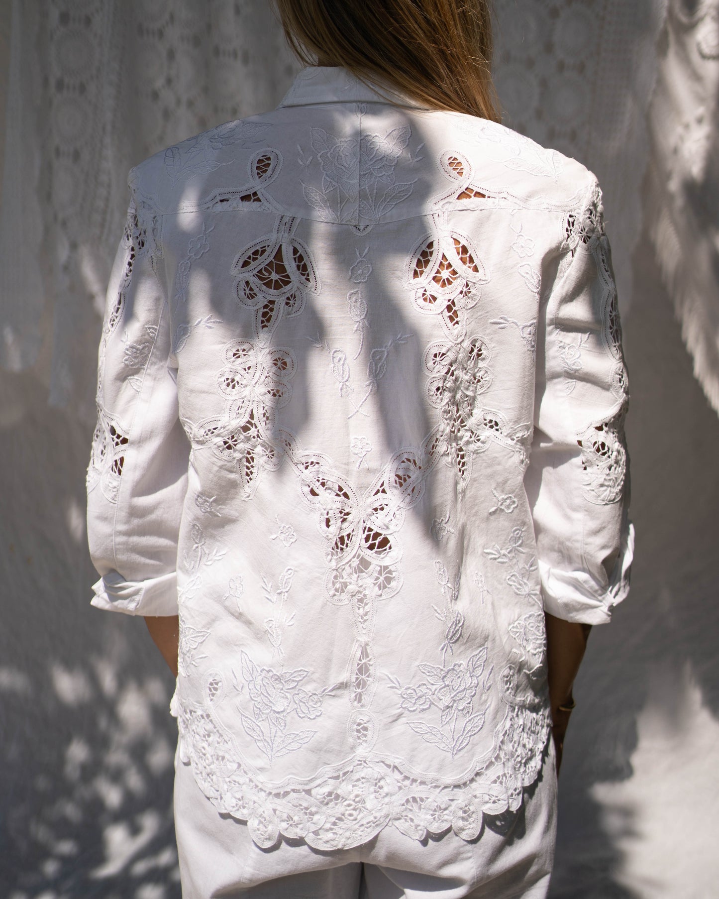Lim's white broderie anglaise pant set