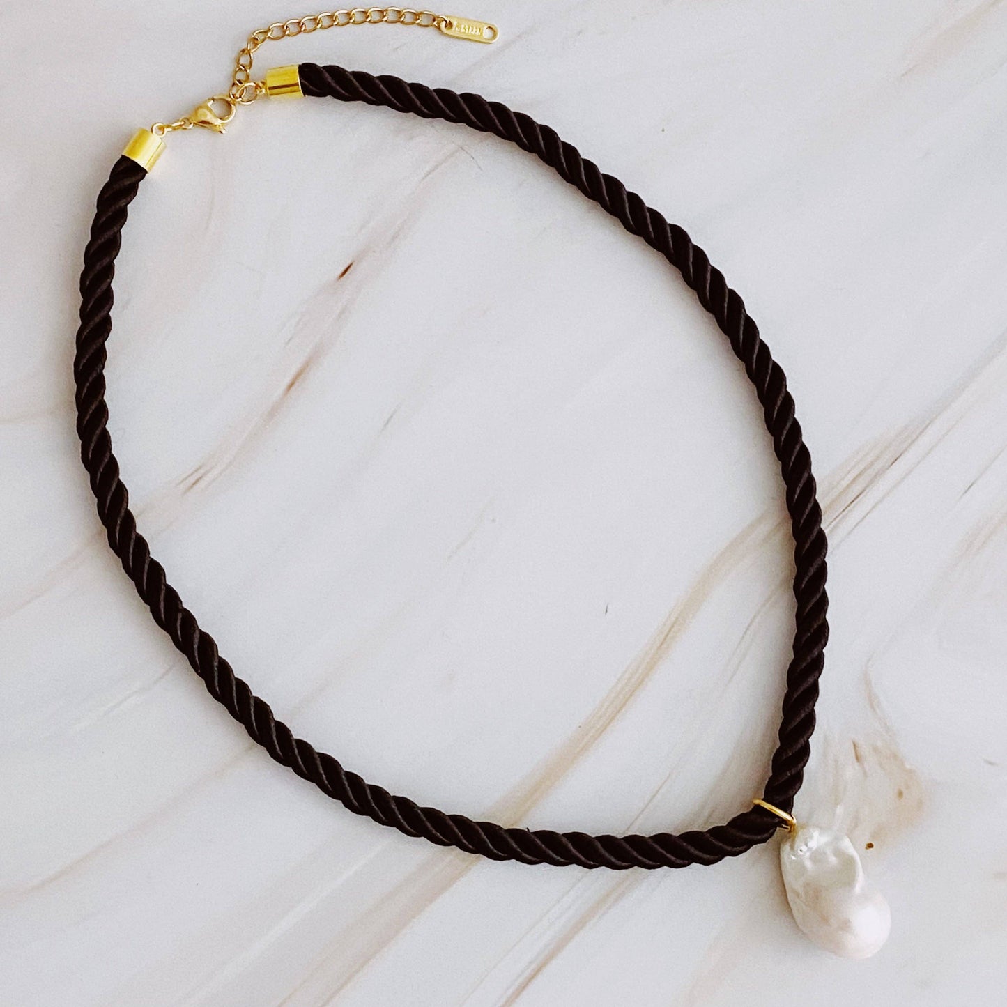 Satin Rope Baroque Pearl Necklace: Tanned Nude