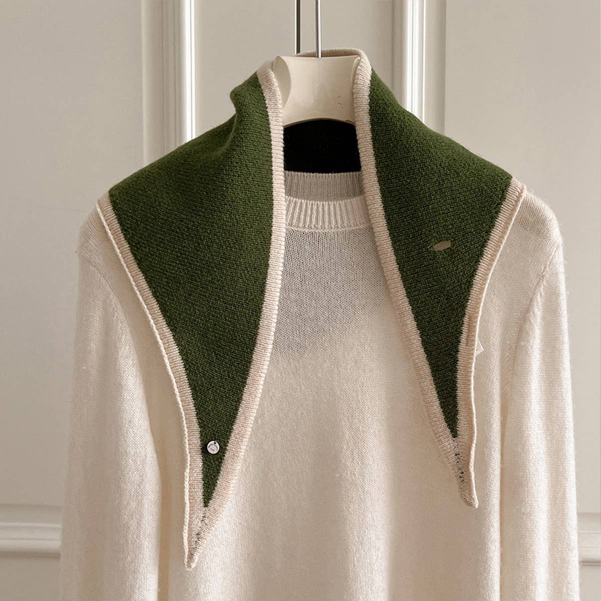 Colorblock Wool Knit Pull-Through Scarf - assorted colors