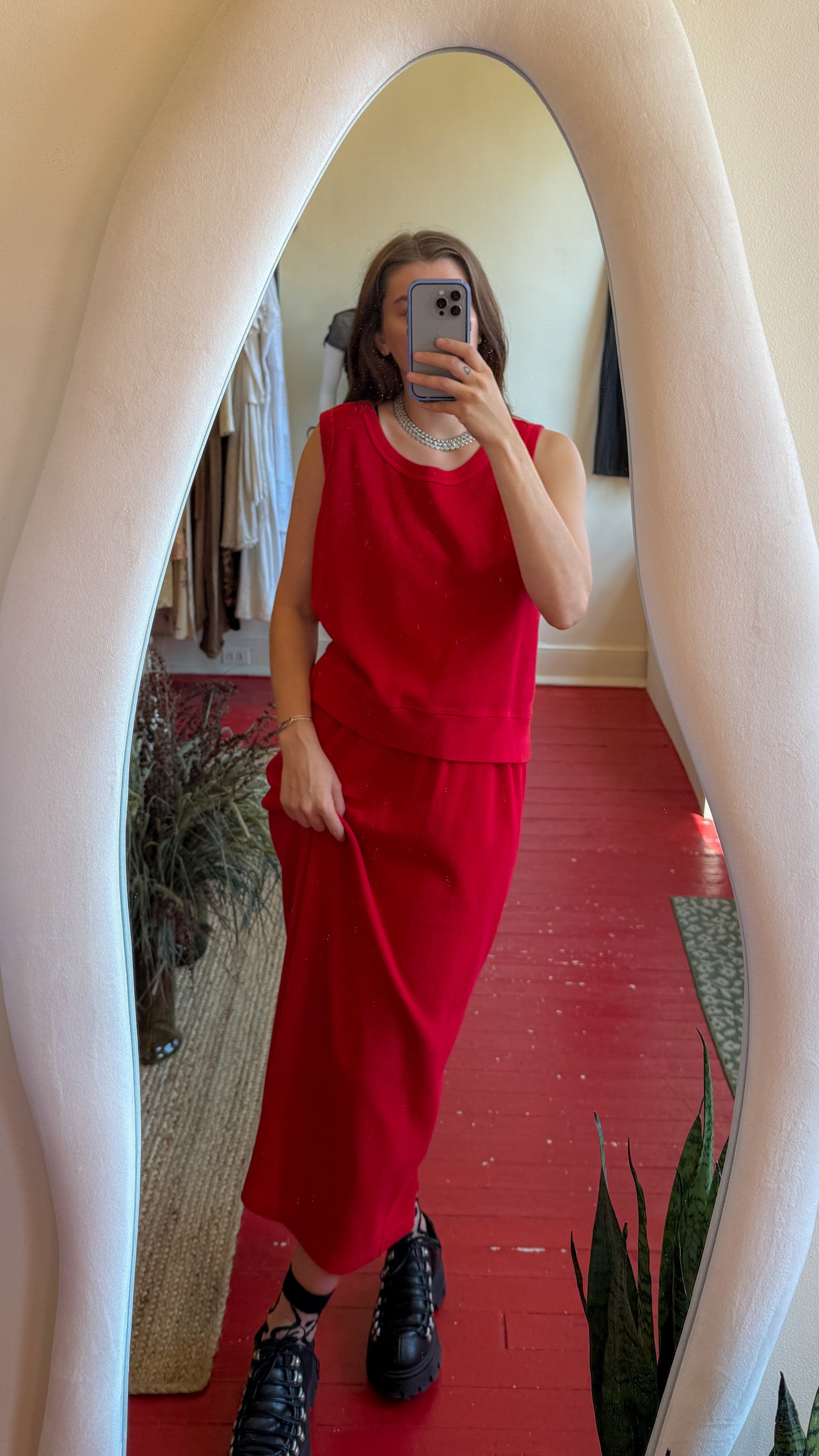 Crossing Pointe red skirt set