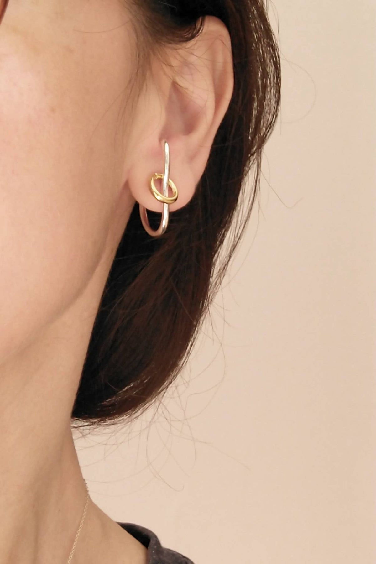 Modern sterling silver earrings, Mira earrings, bicolor