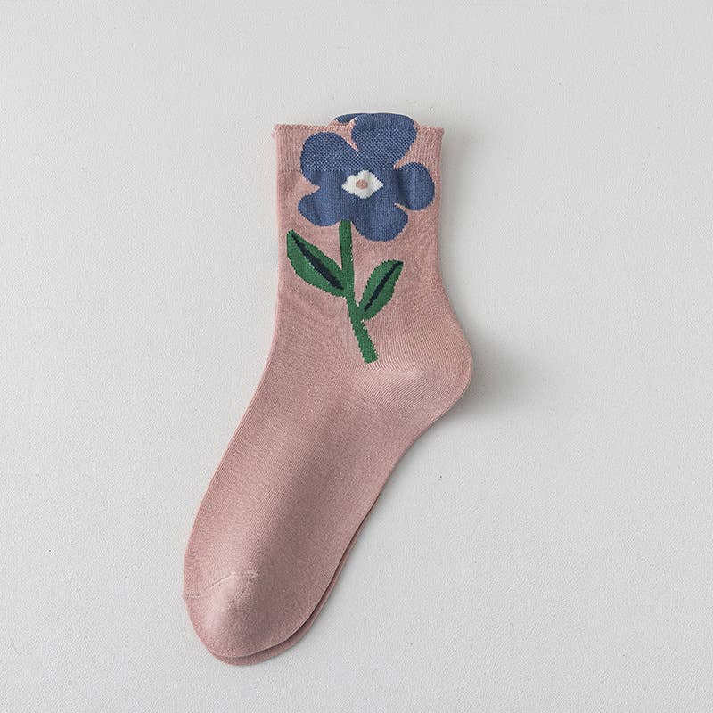Solid flower-top socks