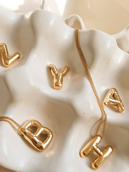 Gold Balloon Alphabet Initial Necklace