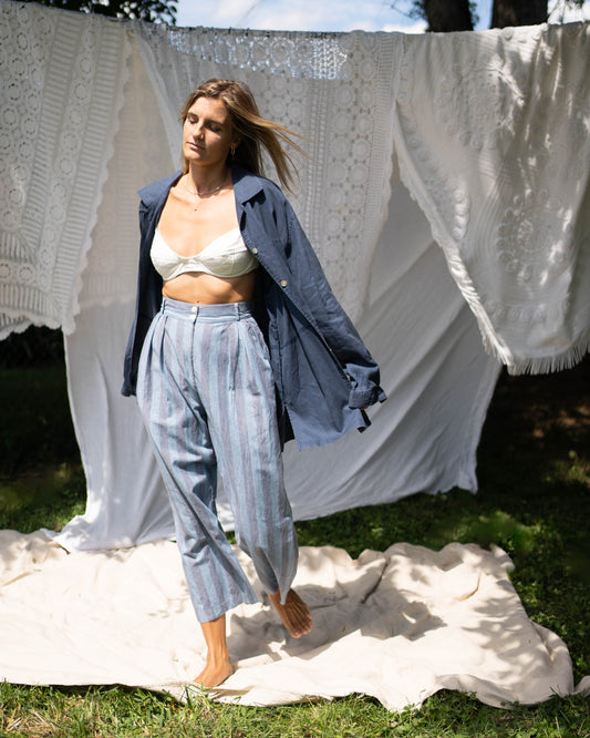 Navy linen chore jacket