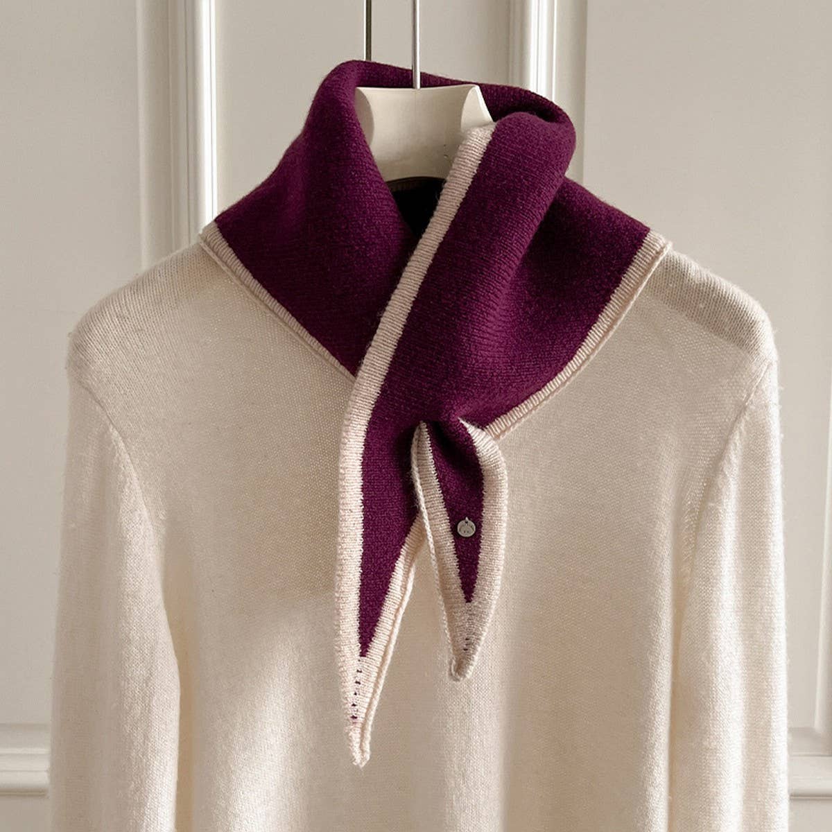 Colorblock Wool Knit Pull-Through Scarf - assorted colors